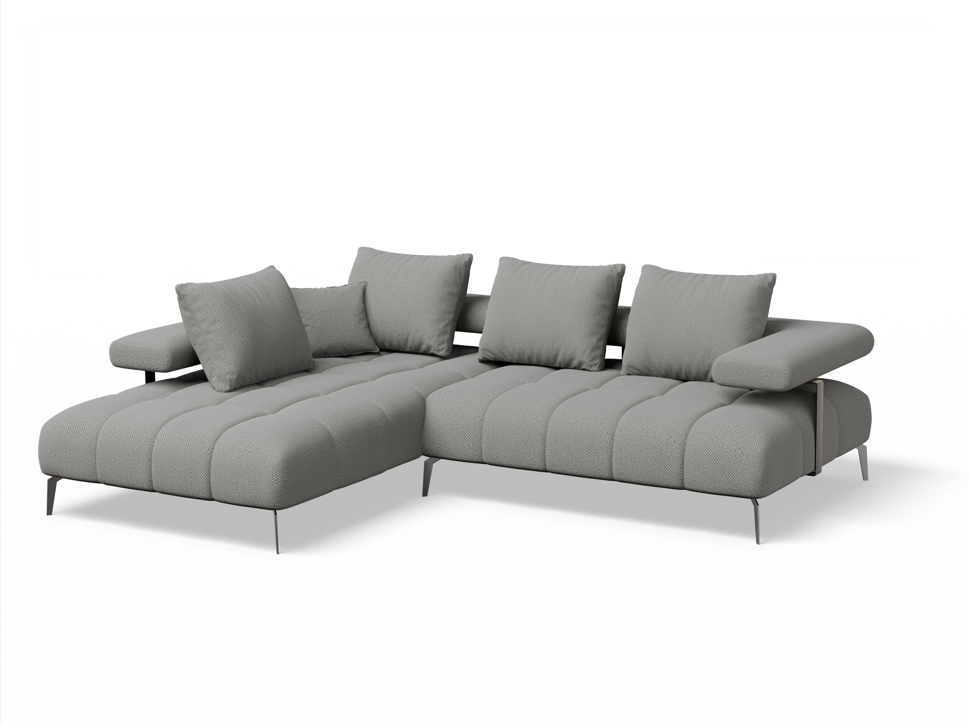 Ansicht des Produktes Madrid-O Ecksofa links Abschluss offen in Stoff Grau