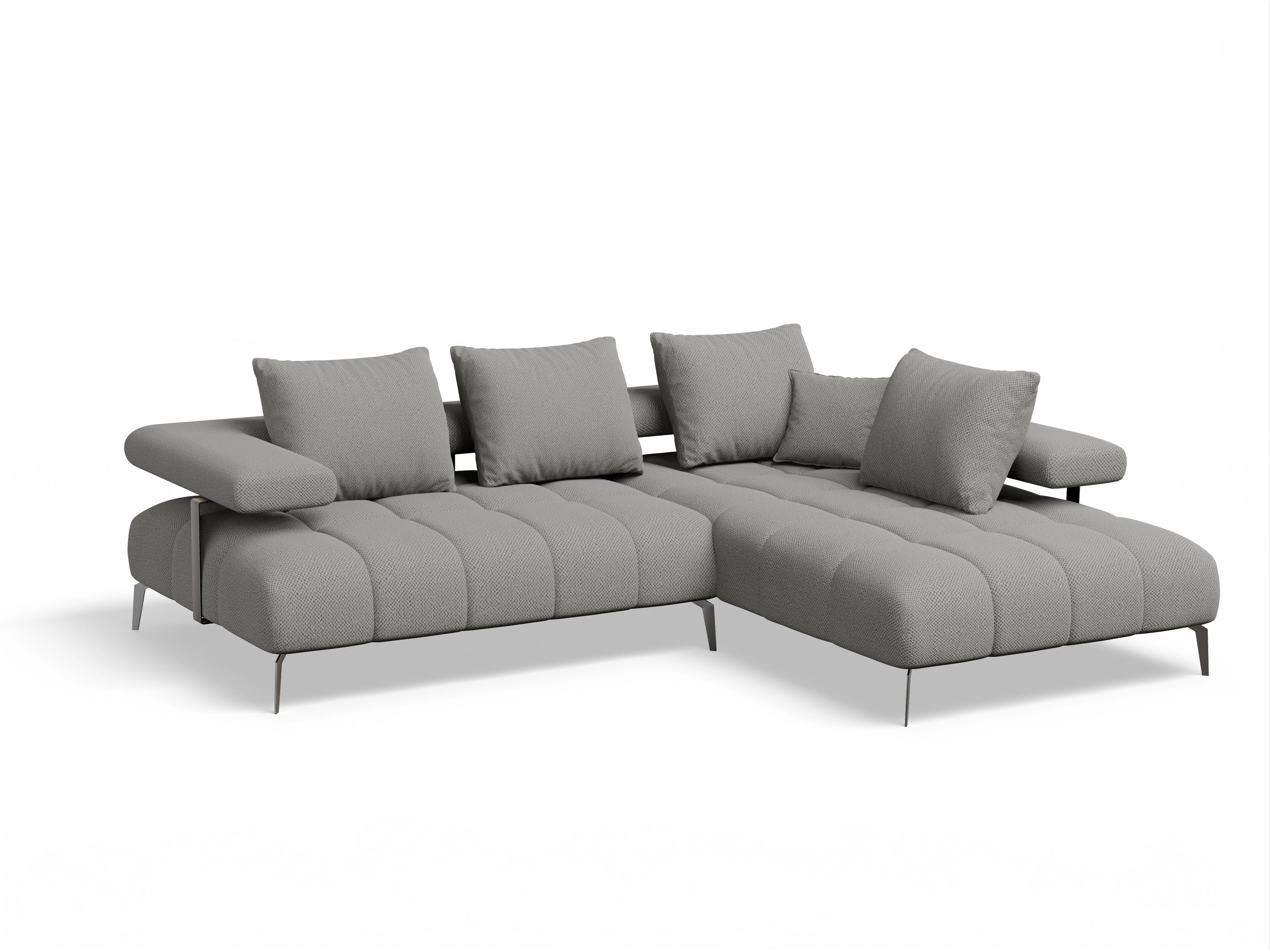 Ansicht des Produktes Madrid-O Ecksofa rechts Abschluss offen in Stoff Grau