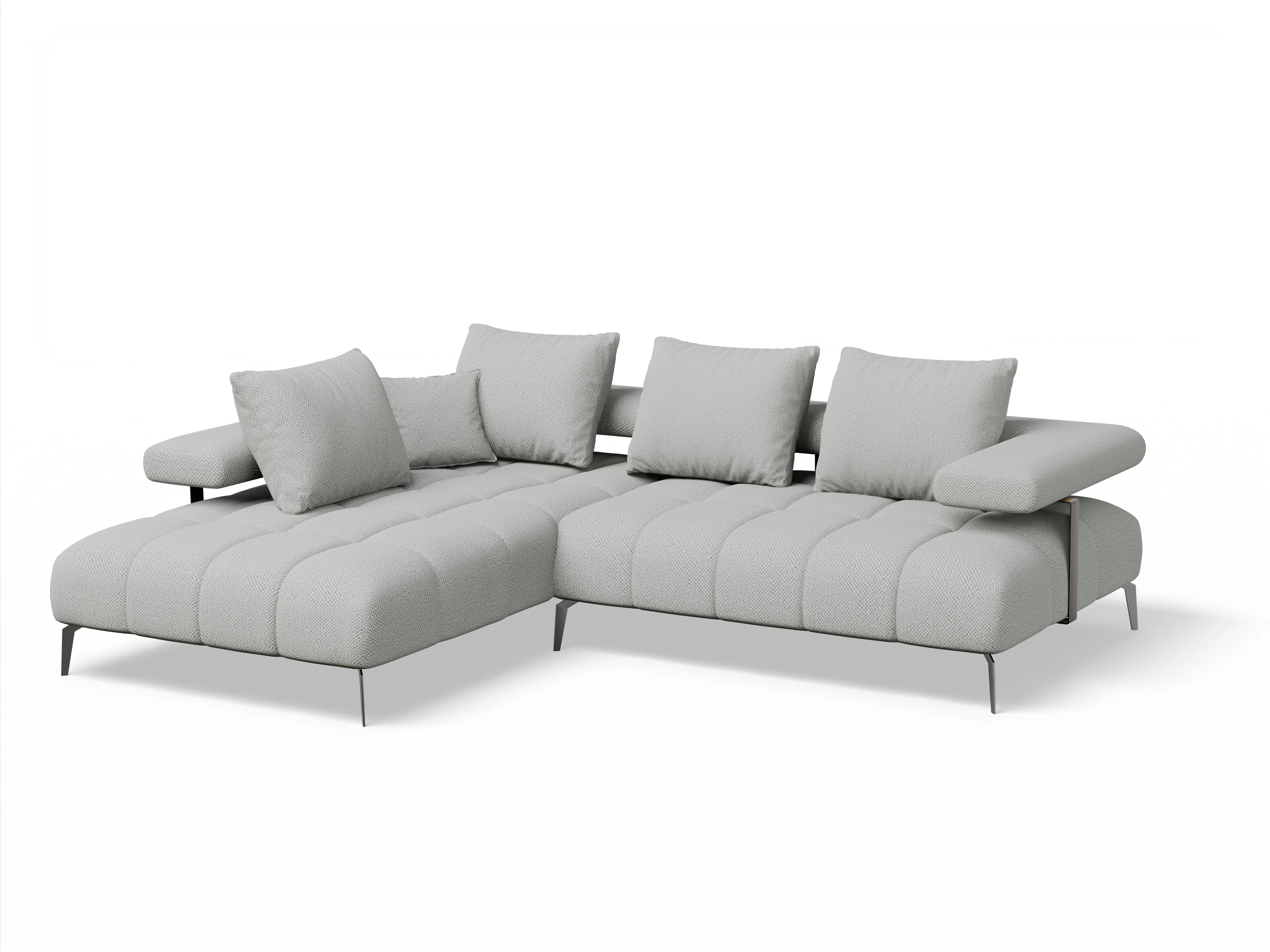 Ansicht des Produktes Madrid-O Ecksofa links Abschluss offen in Stoff Grau