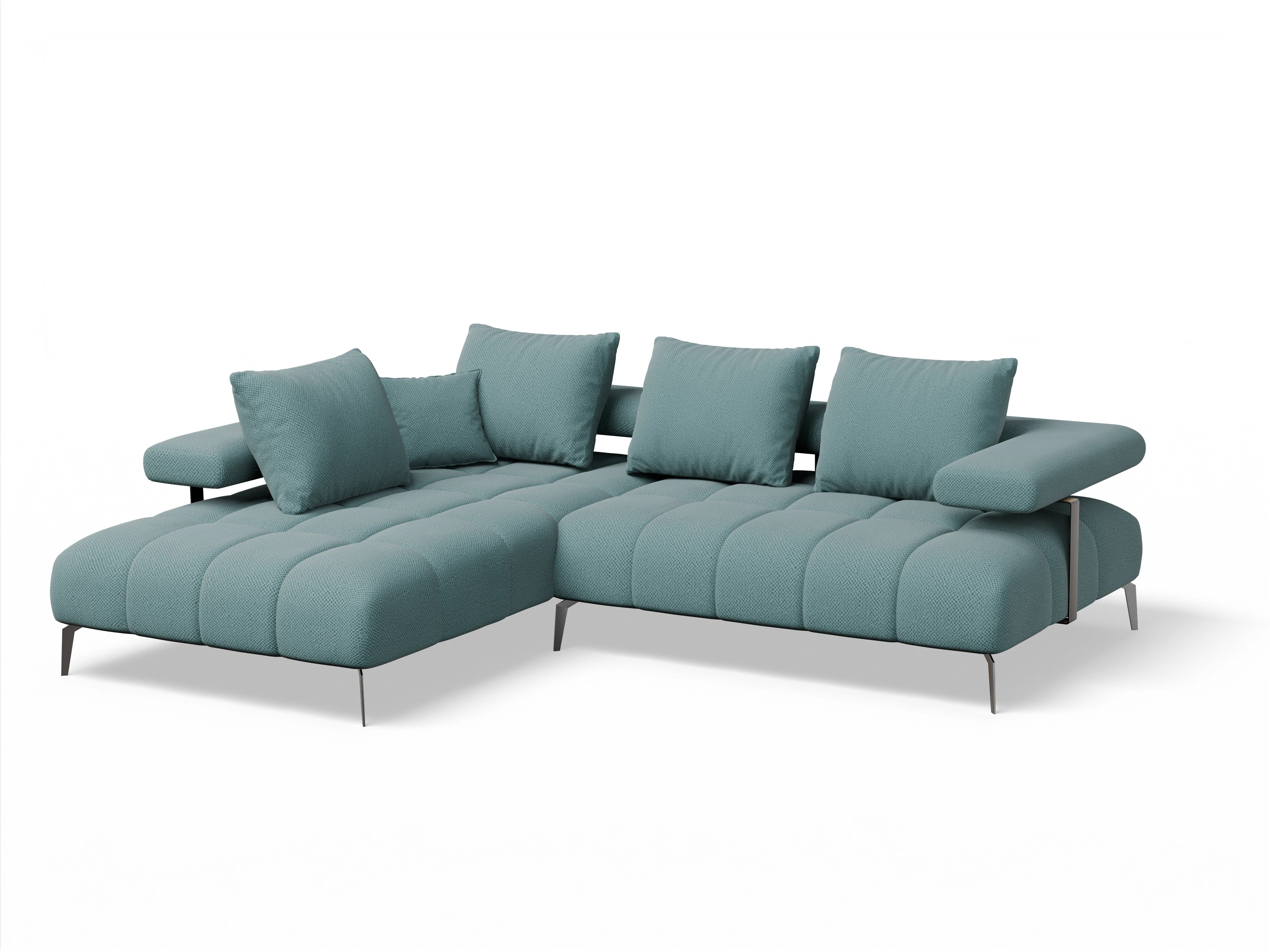 Ansicht des Produktes Madrid-O Ecksofa links Abschluss offen in Stoff Blau