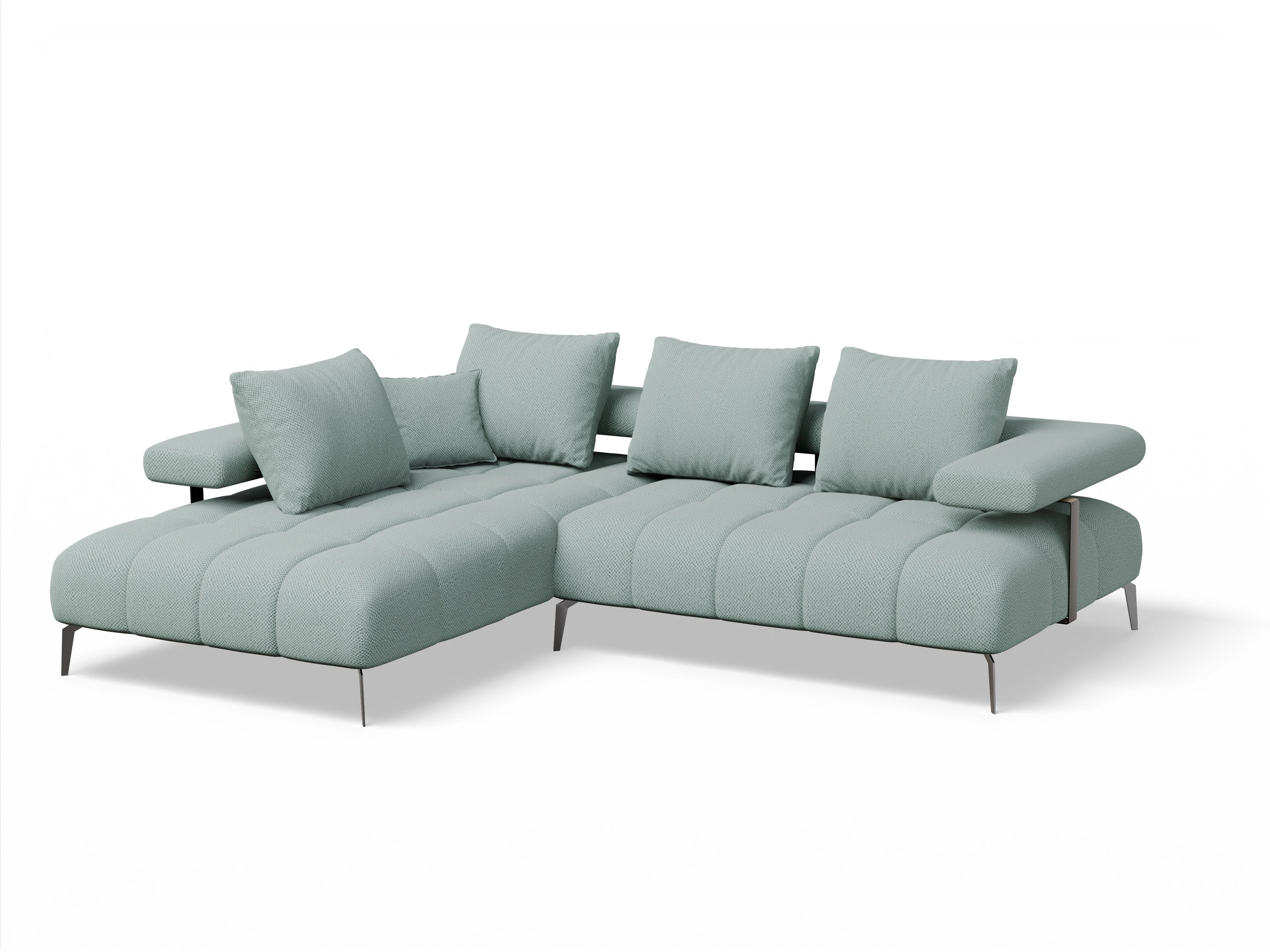 Ansicht des Produktes Madrid-O Ecksofa links Abschluss offen in Stoff Blau