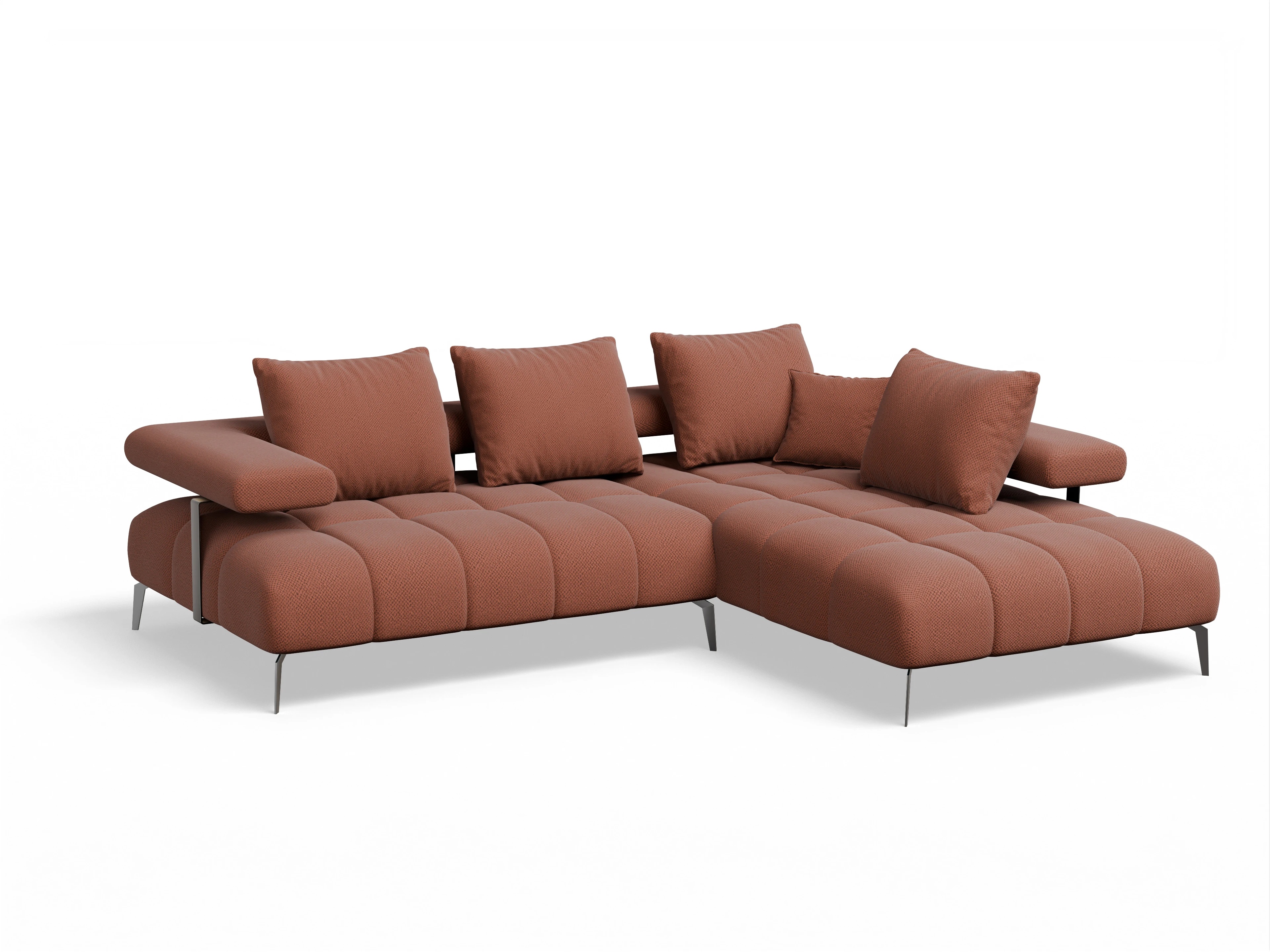 Ansicht des Produktes Madrid-O Ecksofa rechts Abschluss offen in Stoff Braun