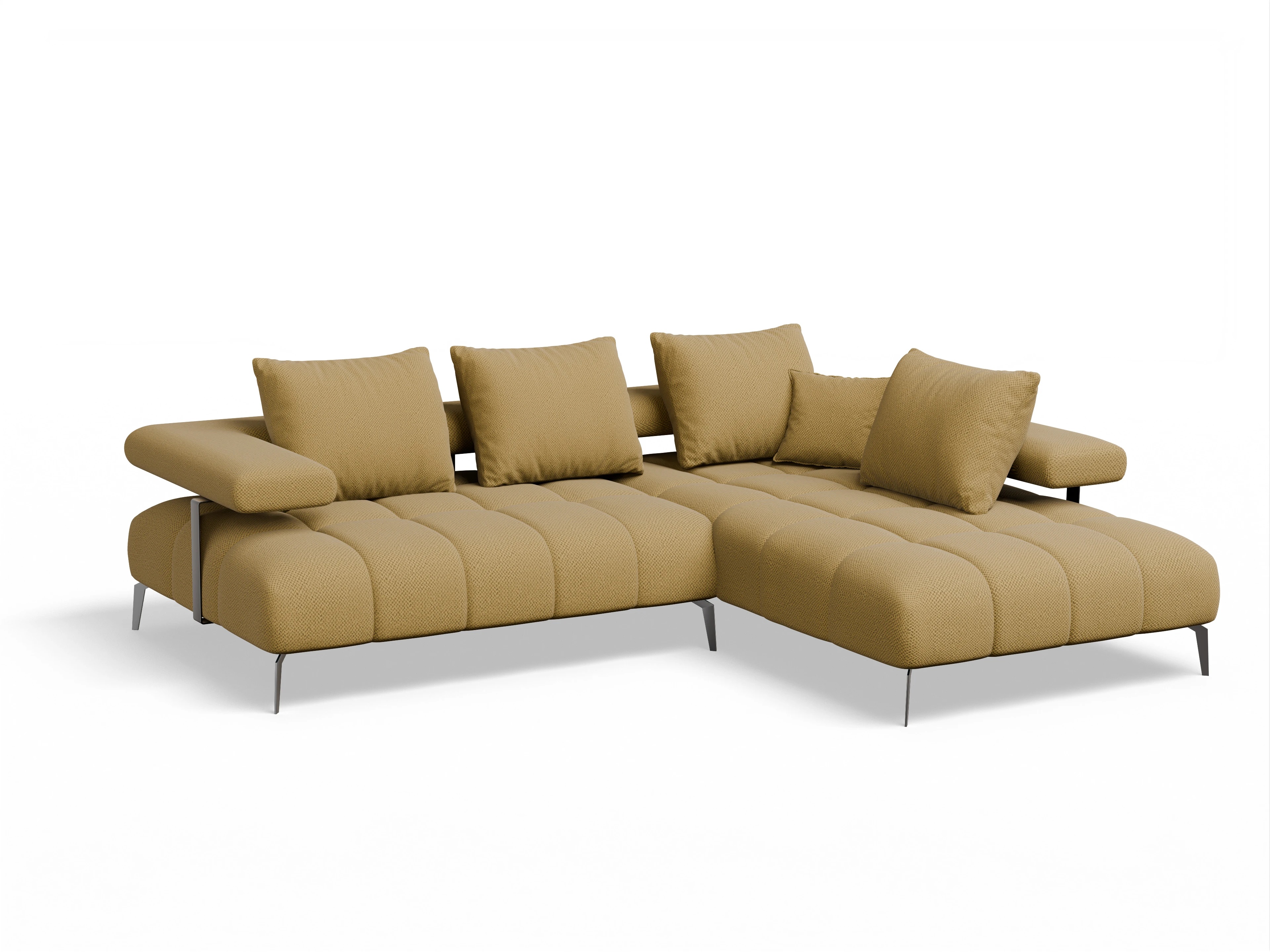 Ansicht des Produktes Madrid-O Ecksofa rechts Abschluss offen in Stoff Gelb