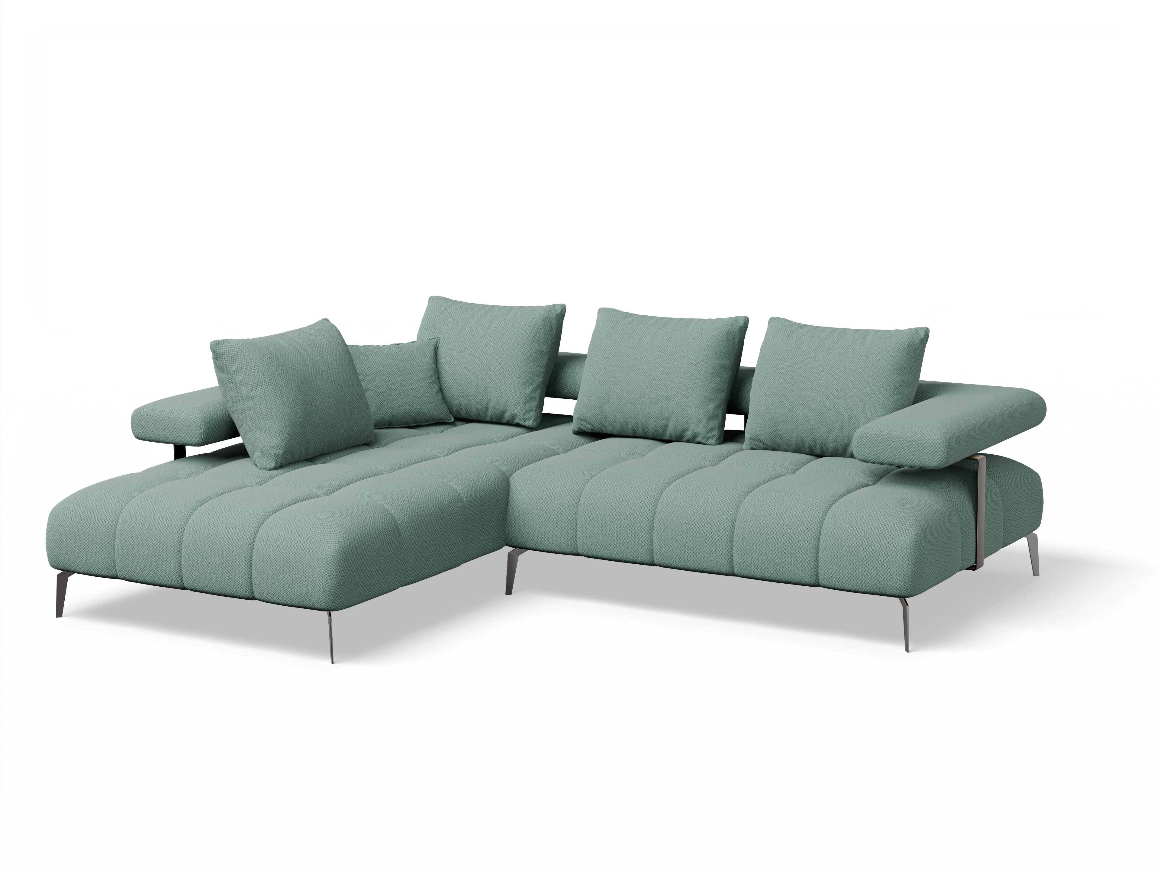 Ansicht des Produktes Madrid-O Ecksofa links Abschluss offen in Stoff Blau