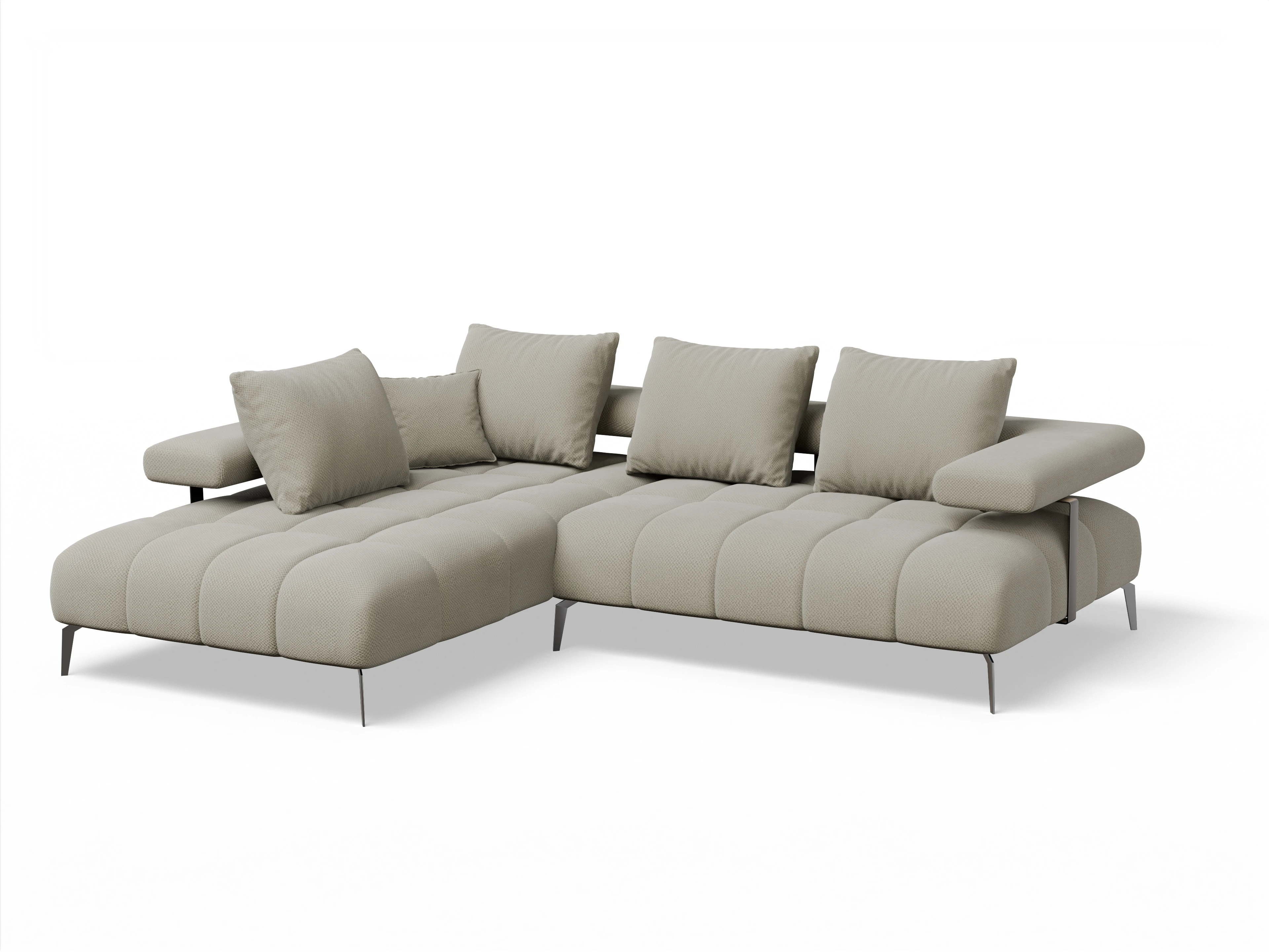 Ansicht des Produktes Madrid-O Ecksofa links Abschluss offen in Stoff Braun