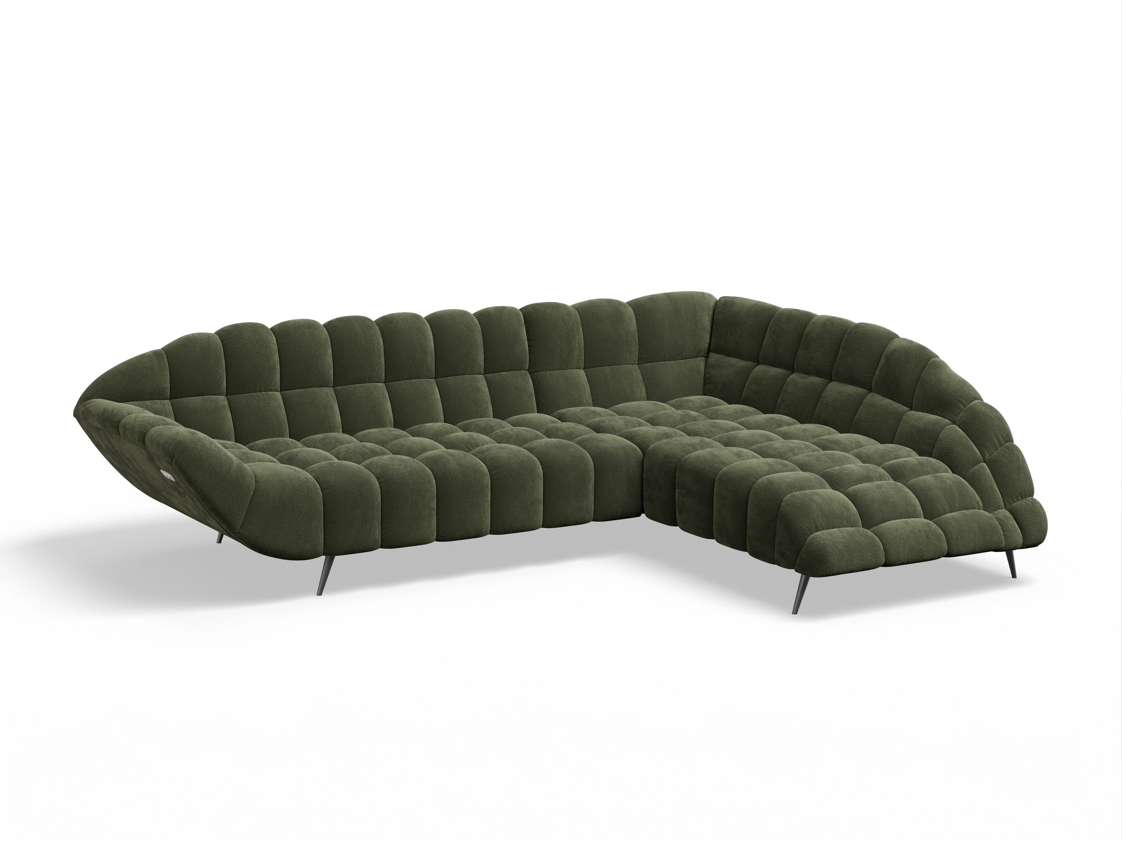 Girona OT Small R mit Sitzvorzug Ansicht des Produktes Girona-O Ecksofa rechts Abschluss offen in Stoff Grün