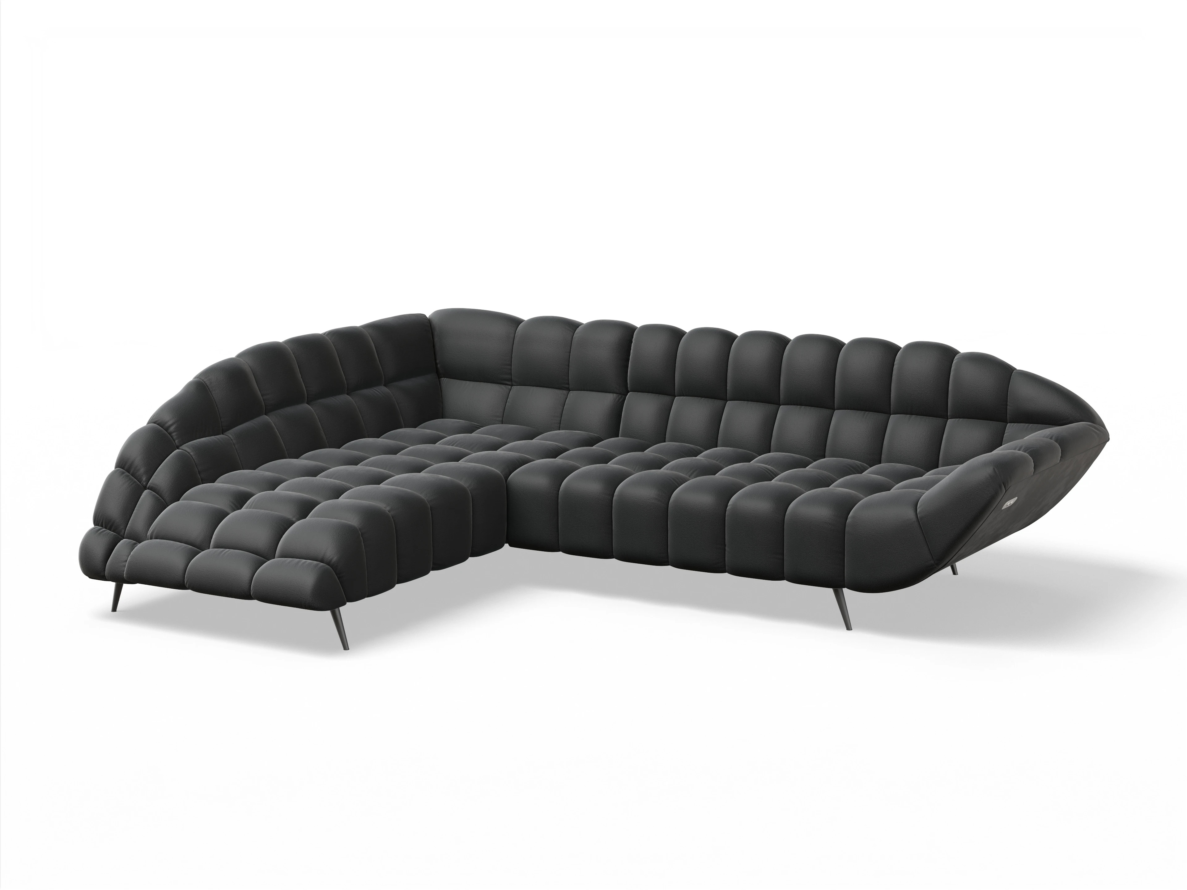 Girona OT Small L mit Sitzvorzug Ansicht des Produktes Girona-O Ecksofa links Abschluss offen in Stoff Schwarz