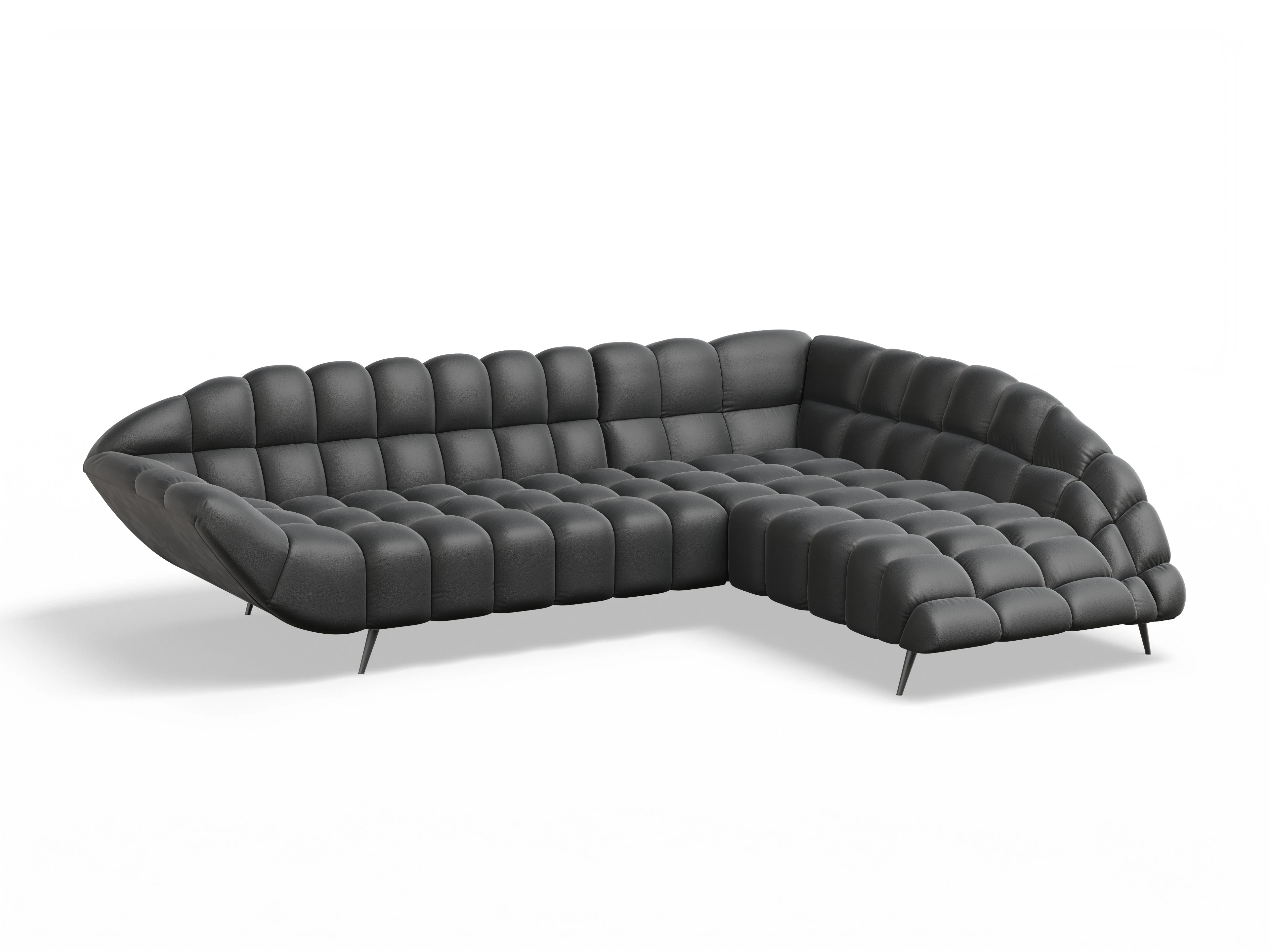 Girona OT Small R Ansicht des Produktes Girona-O Ecksofa rechts Abschluss offen in Stoff Grau
