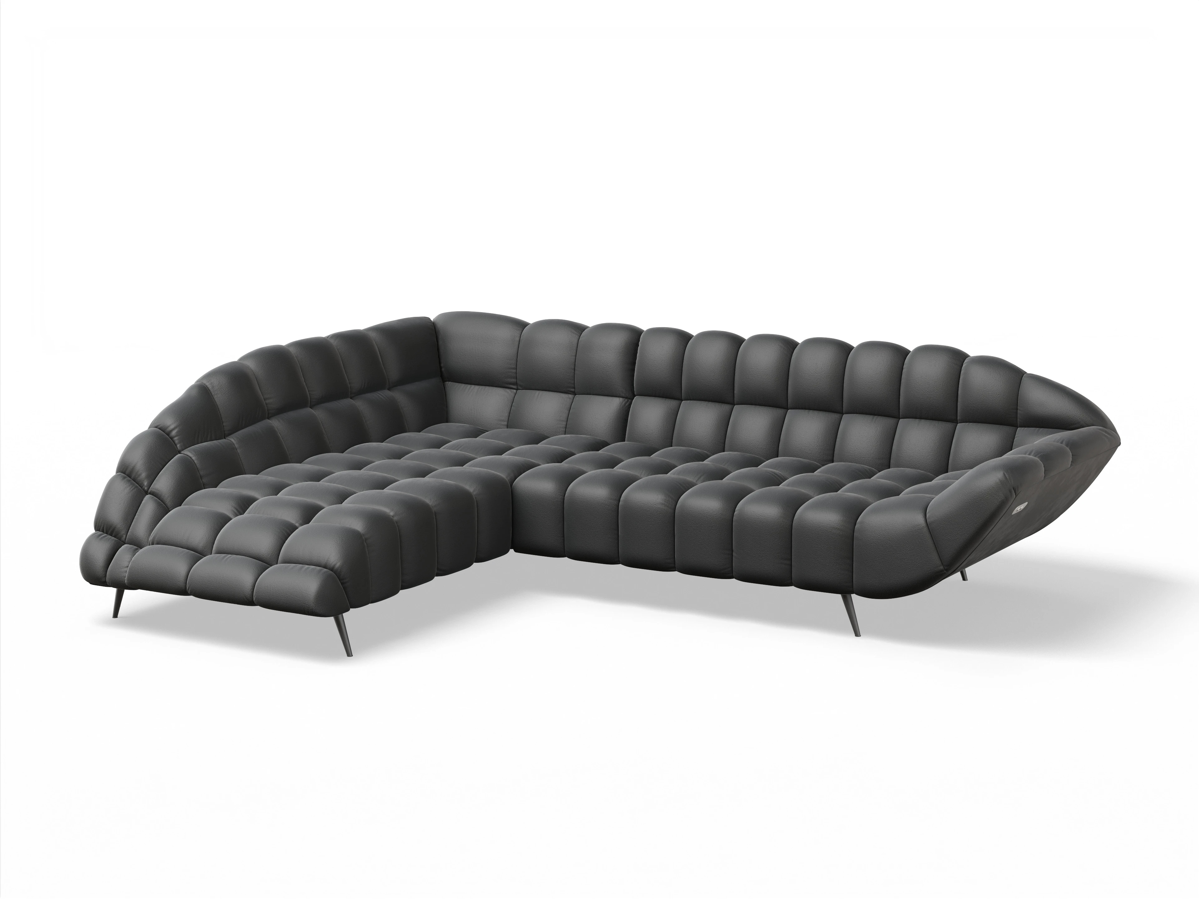 Girona OT Small L mit Sitzvorzug Ansicht des Produktes Girona-O Ecksofa links Abschluss offen in Stoff Grau