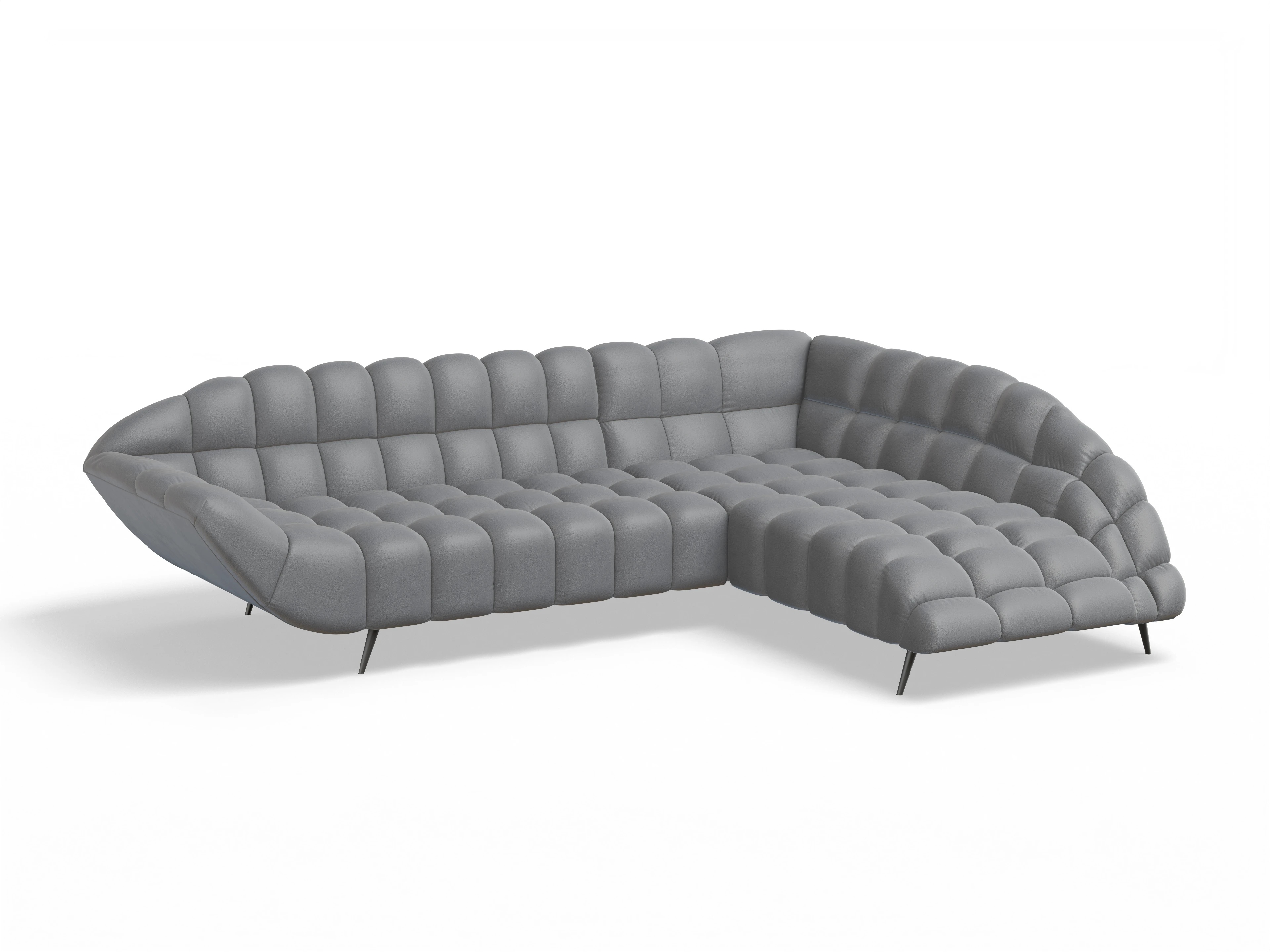 Ansicht des Produktes Girona-O Ecksofa rechts Abschluss offen in Stoff Grau