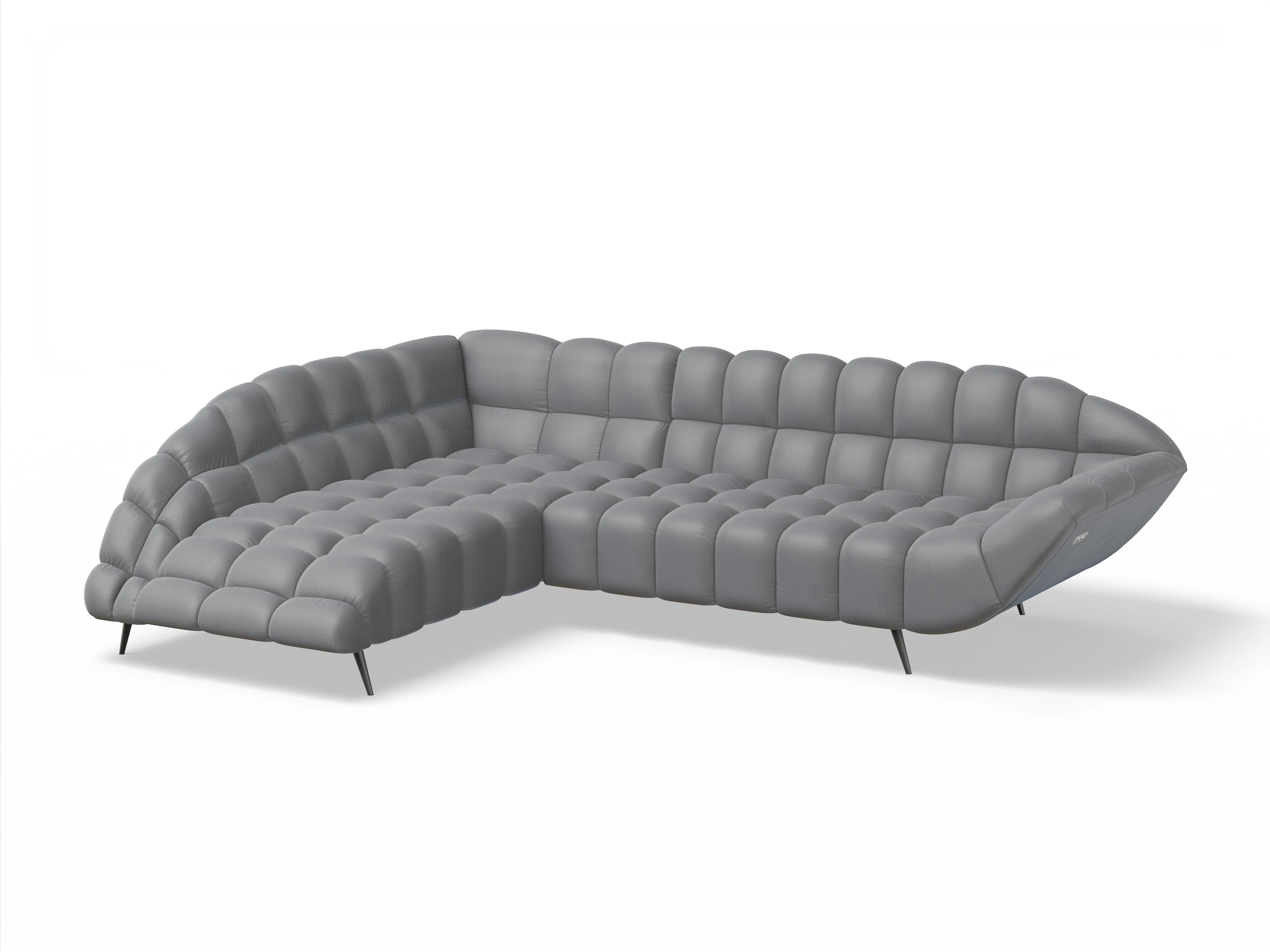 Girona OT Small L mit Sitzvorzug Ansicht des Produktes Girona-O Ecksofa links Abschluss offen in Stoff Grau