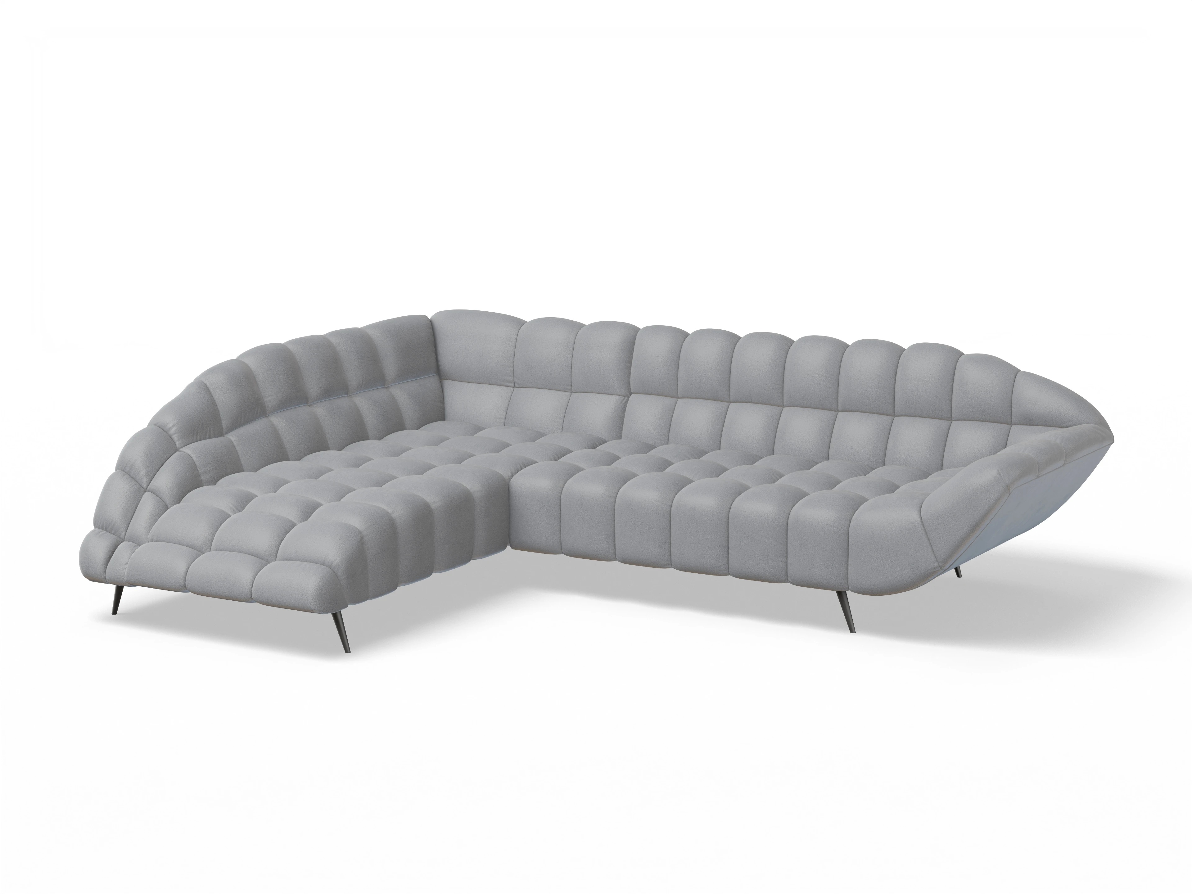 Ansicht des Produktes Girona-O Ecksofa links Abschluss offen in Stoff Grau