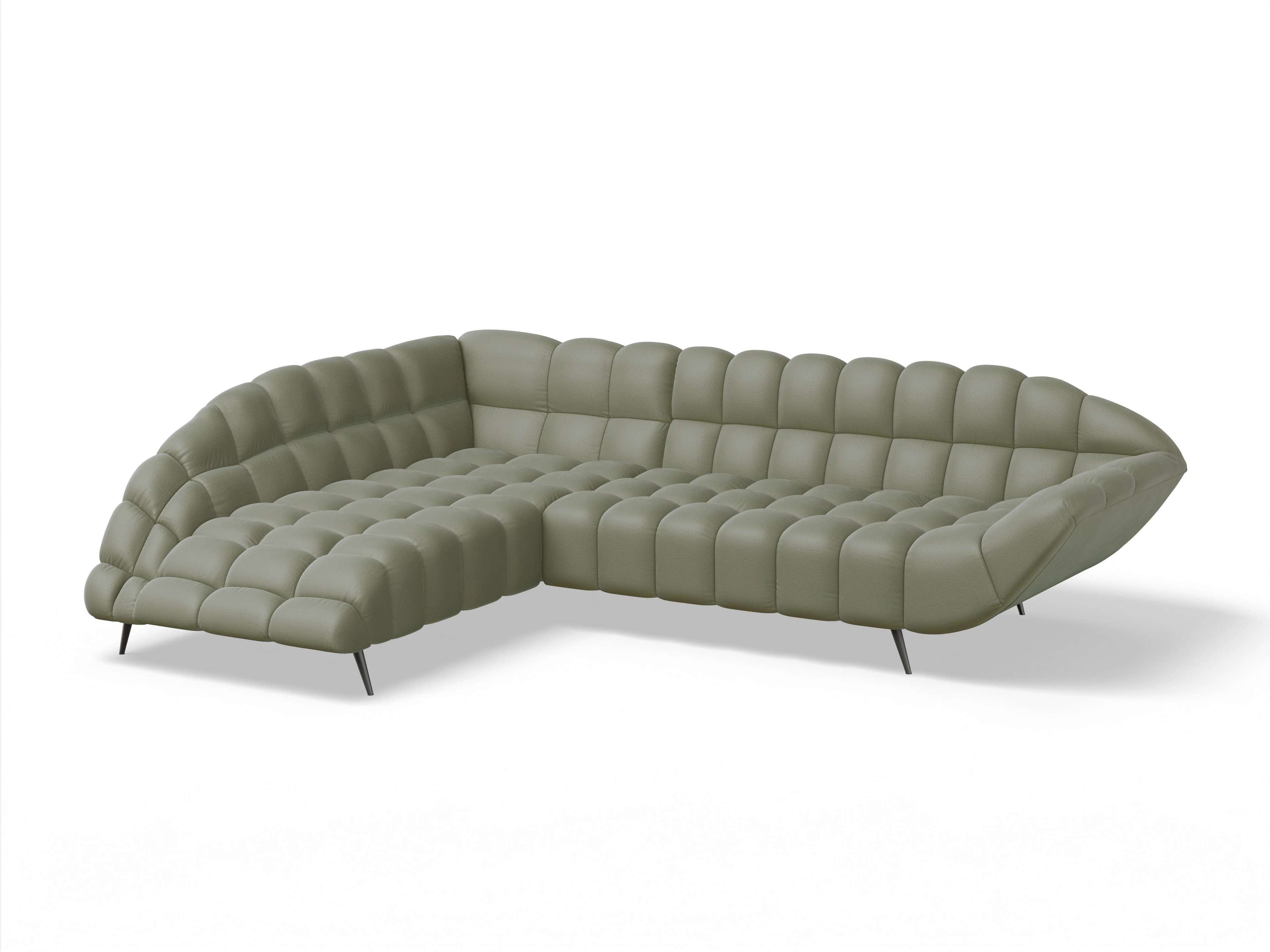 Ansicht des Produktes Girona-O Ecksofa links Abschluss offen in Stoff Grün