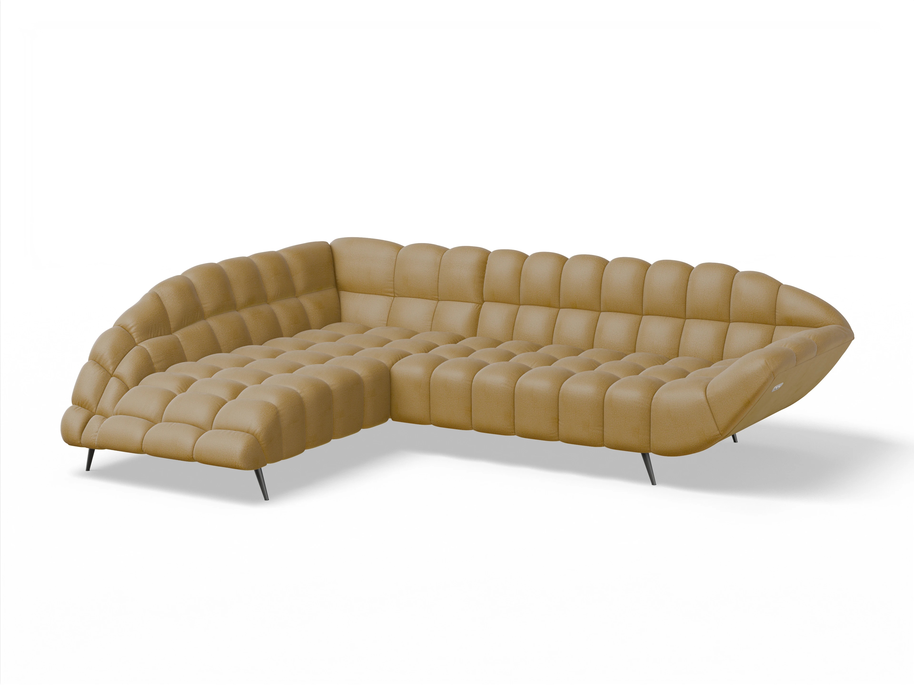 Girona OT Small L mit Sitzvorzug Ansicht des Produktes Girona-O Ecksofa links Abschluss offen in Stoff Gelb