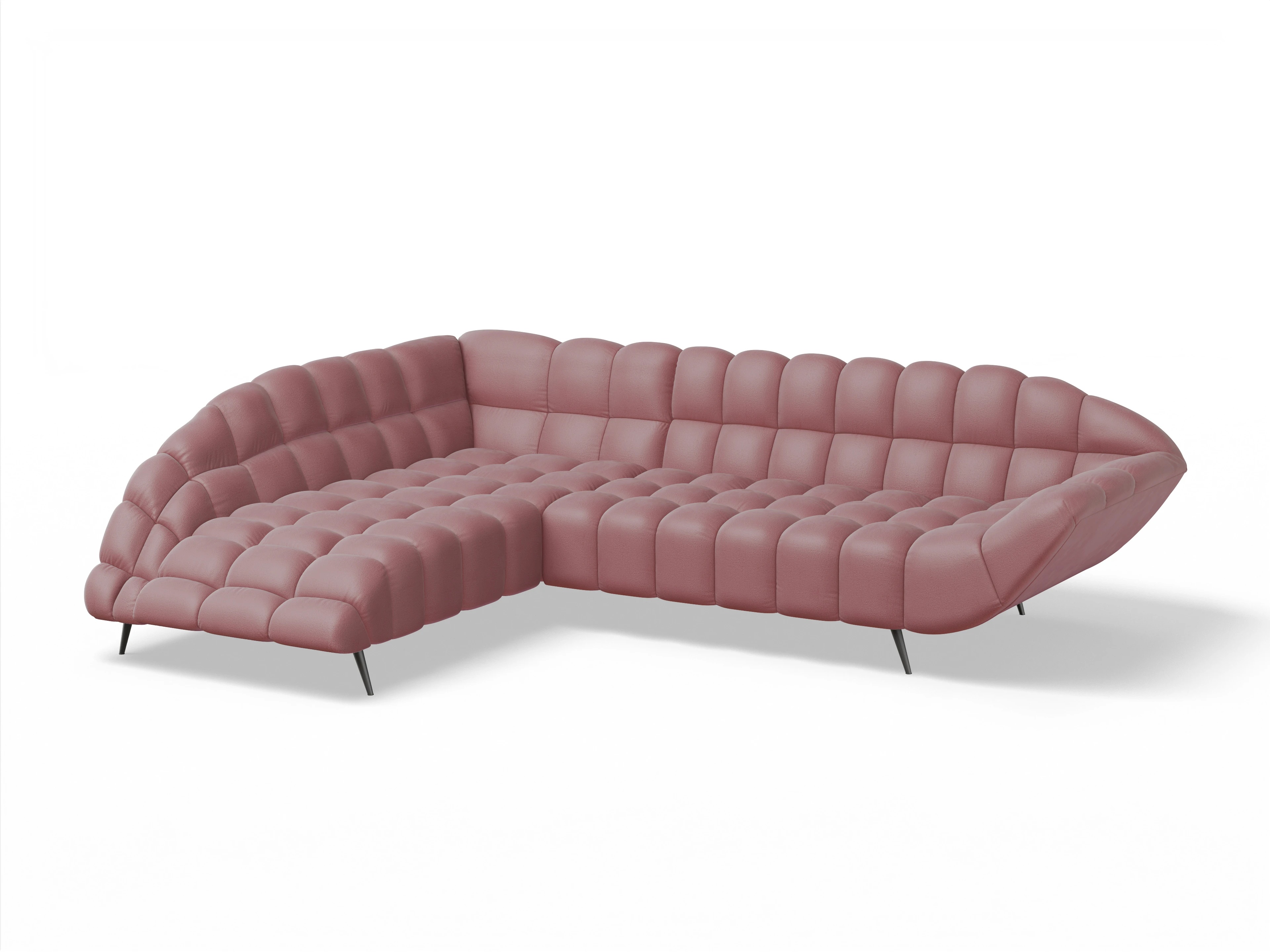 Ansicht des Produktes Girona-O Ecksofa links Abschluss offen in Stoff Orange