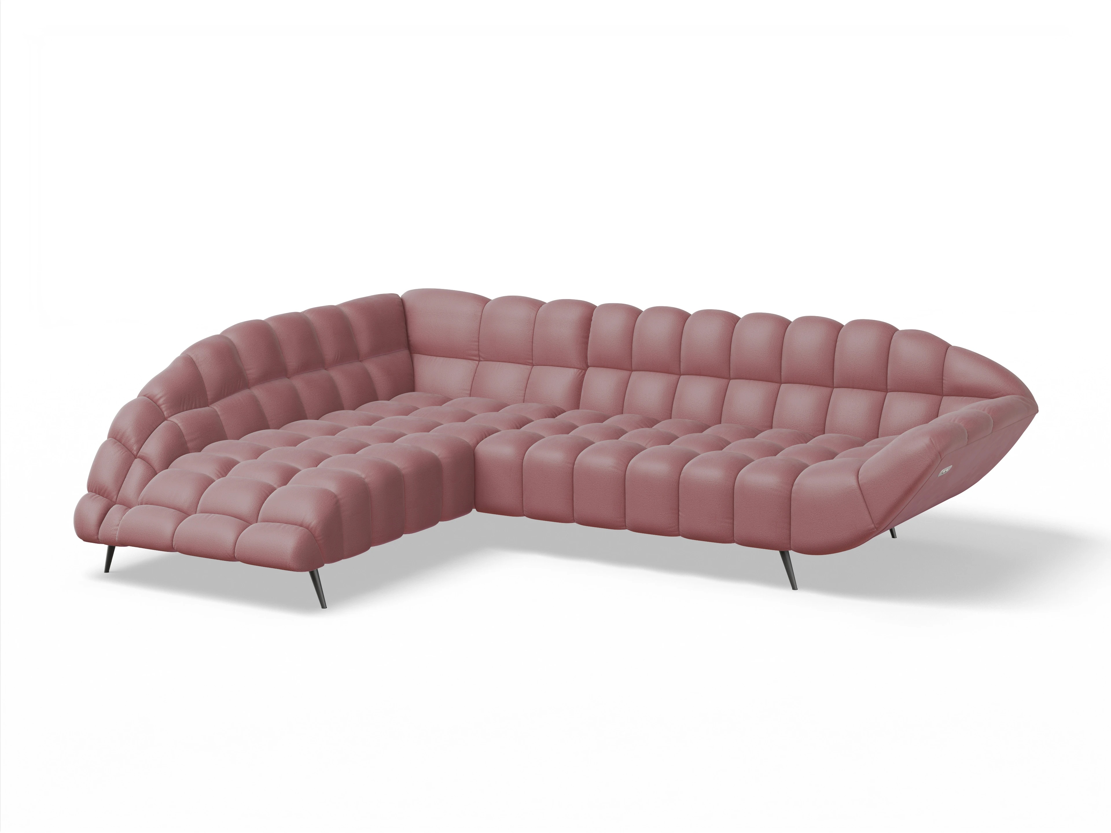Girona OT Small L mit Sitzvorzug Ansicht des Produktes Girona-O Ecksofa links Abschluss offen in Stoff Orange