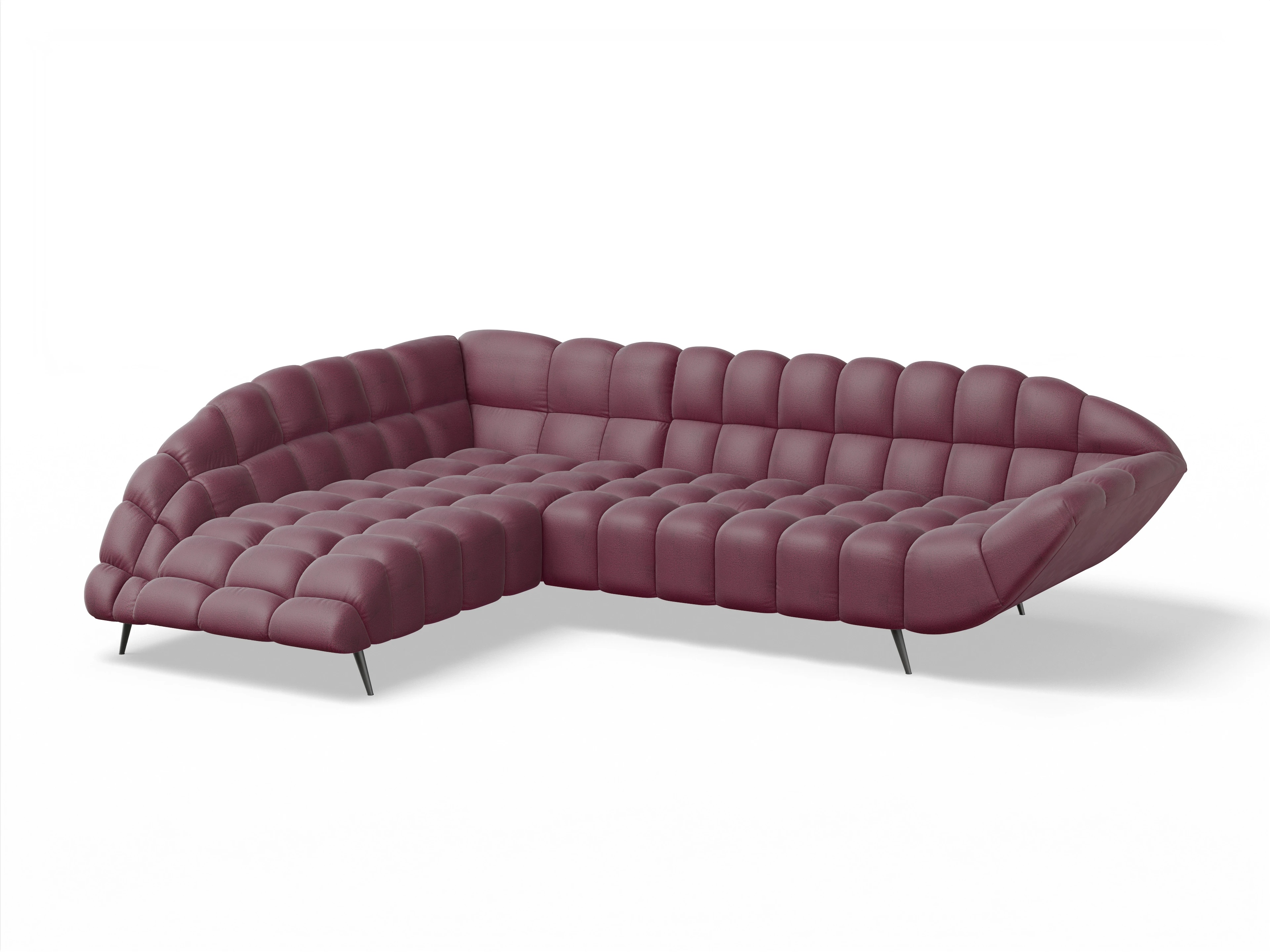 Ansicht des Produktes Girona-O Ecksofa links Abschluss offen in Stoff Rot