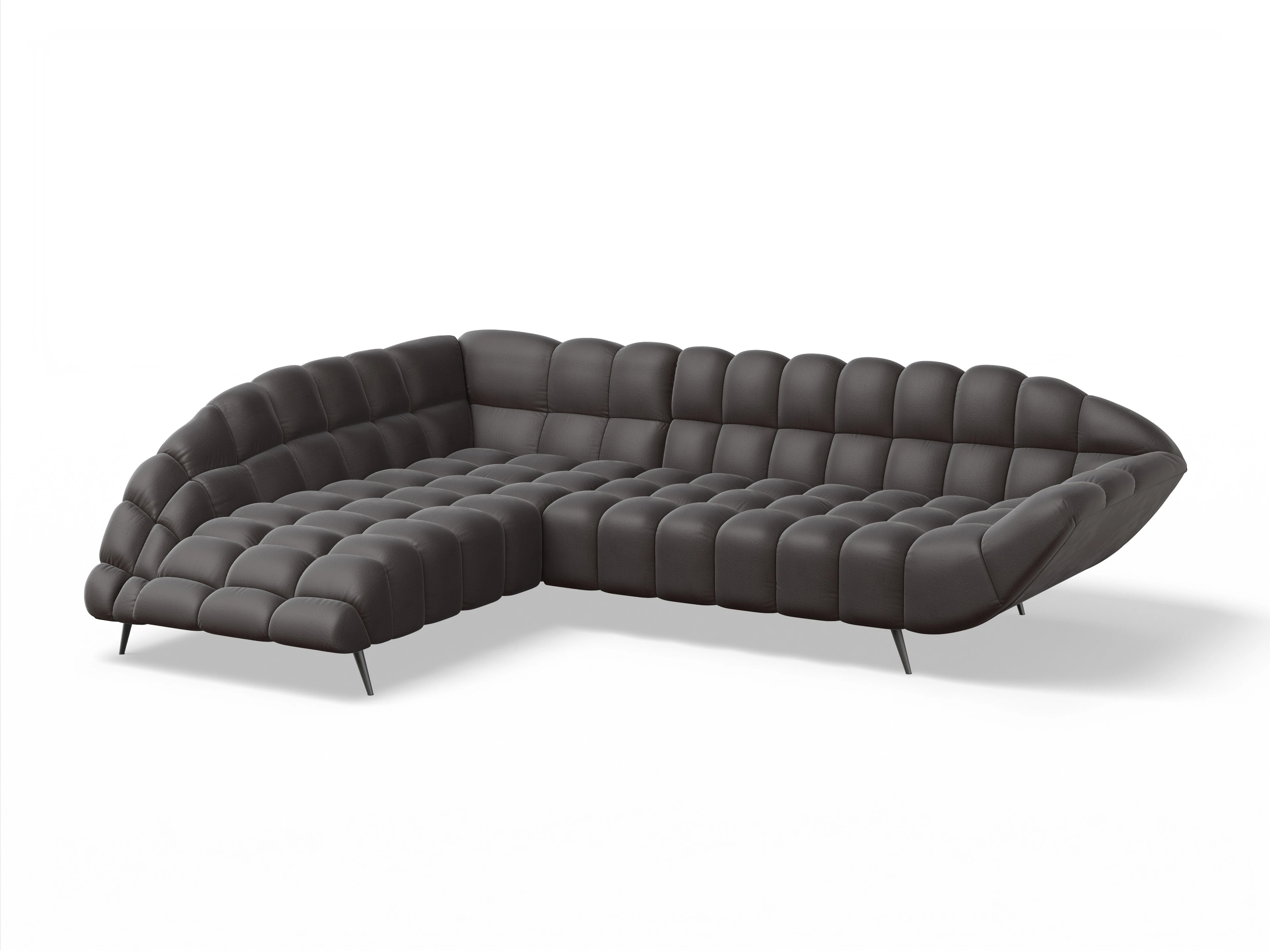 Ansicht des Produktes Girona-O Ecksofa links Abschluss offen in Stoff Braun