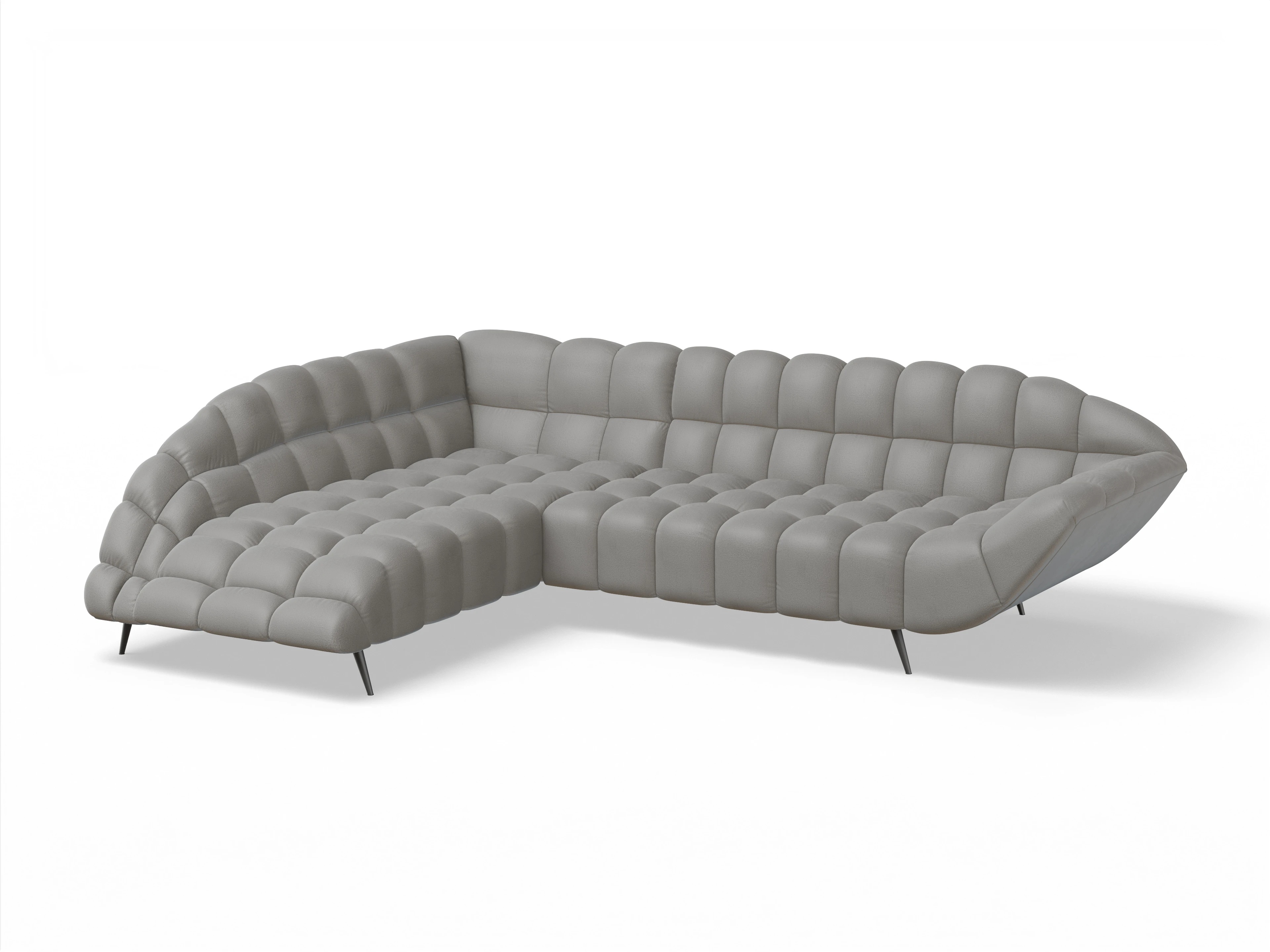 Ansicht des Produktes Girona-O Ecksofa links Abschluss offen in Stoff Braun