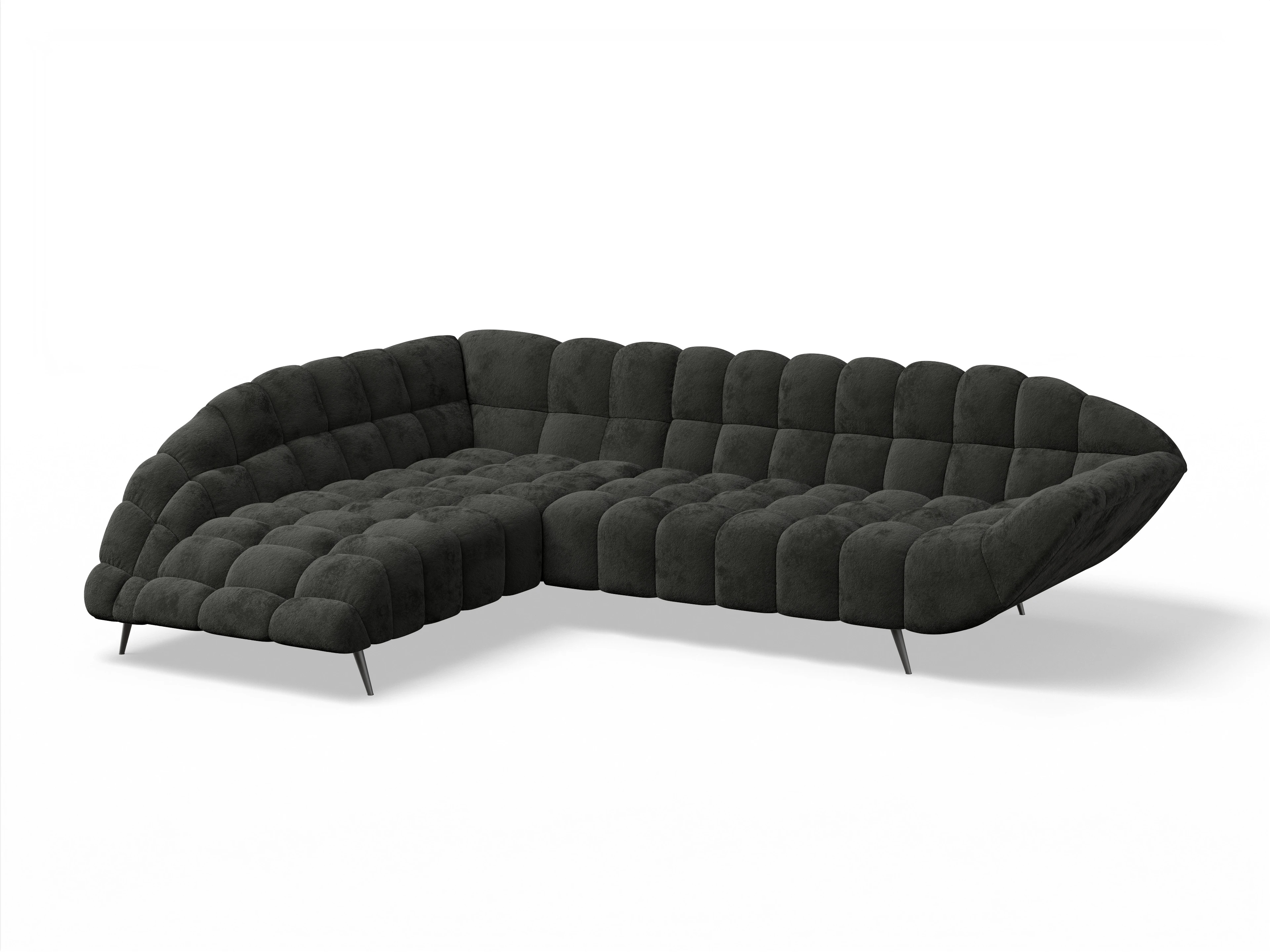 Ansicht des Produktes Girona-O Ecksofa links Abschluss offen in Stoff Schwarz