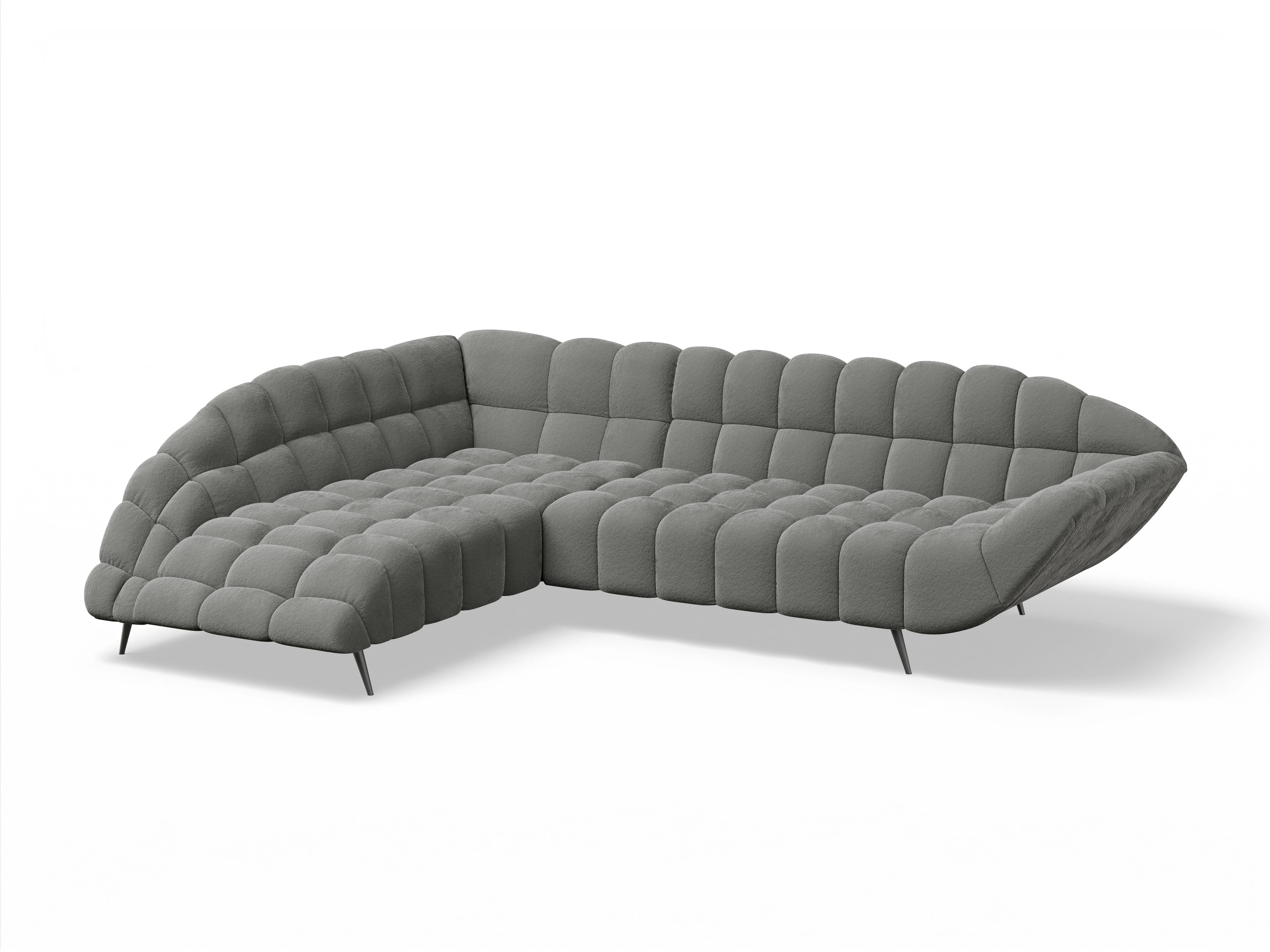 Ansicht des Produktes Girona-O Ecksofa links Abschluss offen in Stoff Braun