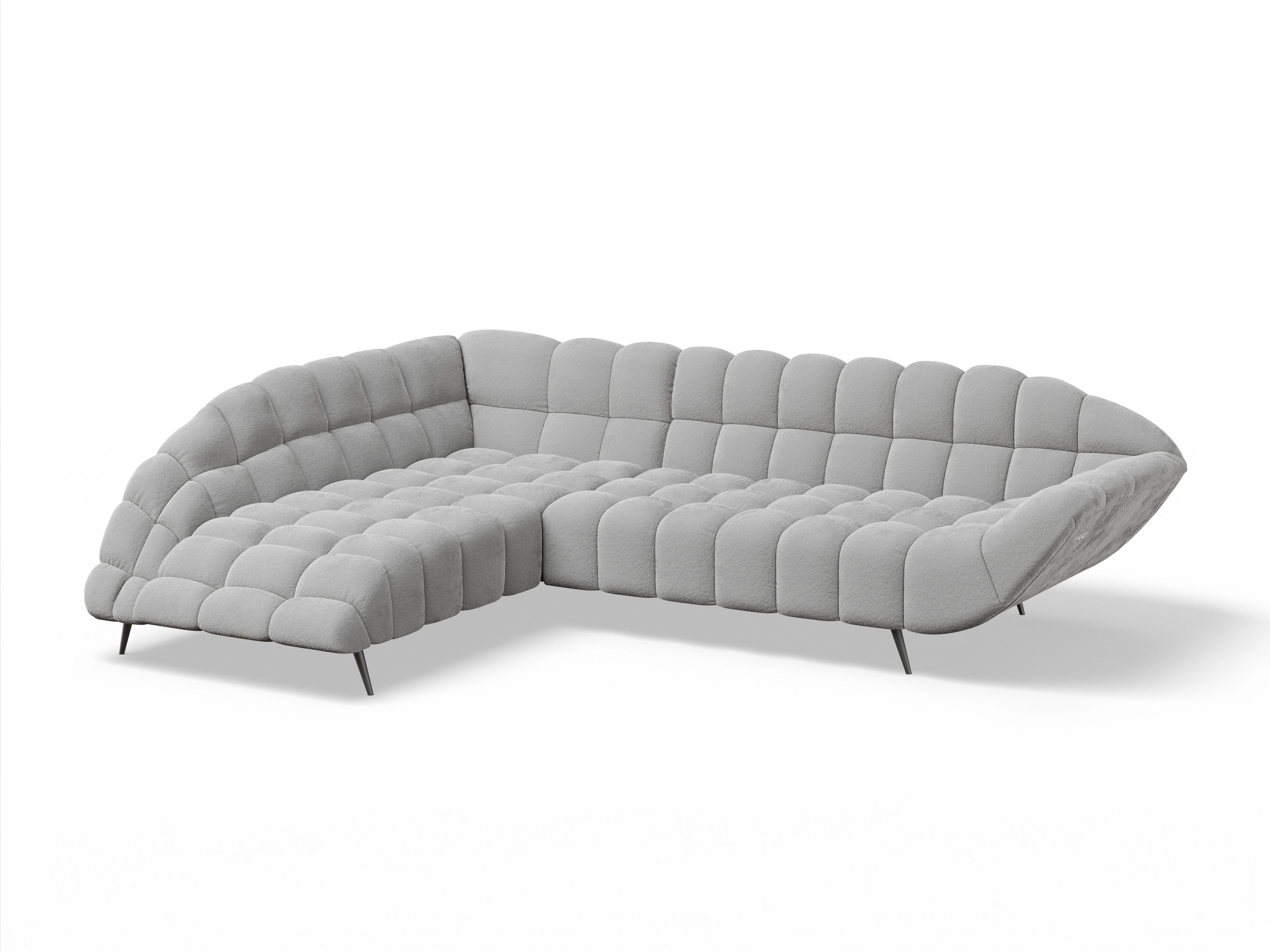 Girona OT Small L mit Sitzvorzug Ansicht des Produktes Girona-O Ecksofa links Abschluss offen in Stoff Grau