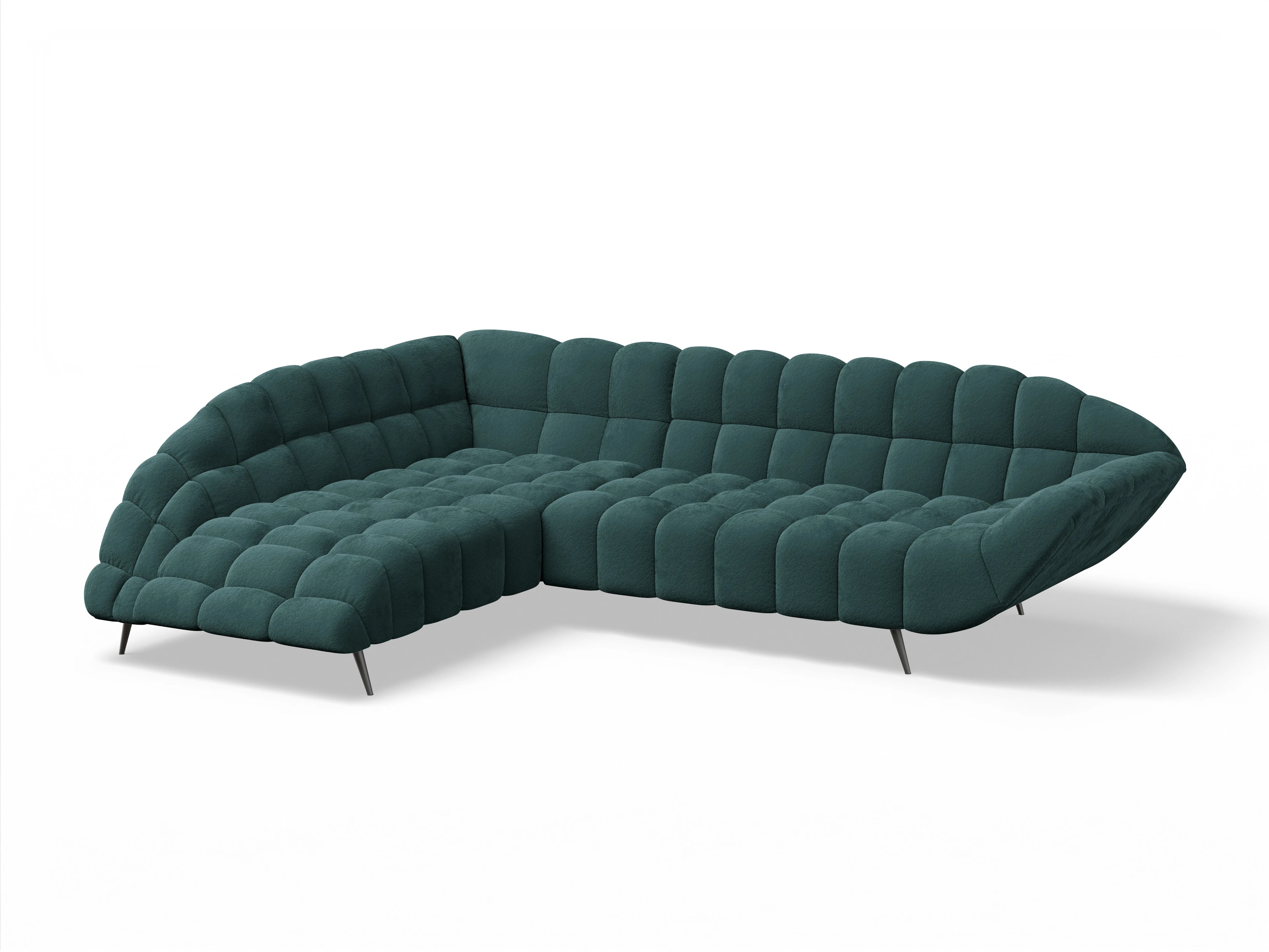 Ansicht des Produktes Girona-O Ecksofa links Abschluss offen in Stoff Blau