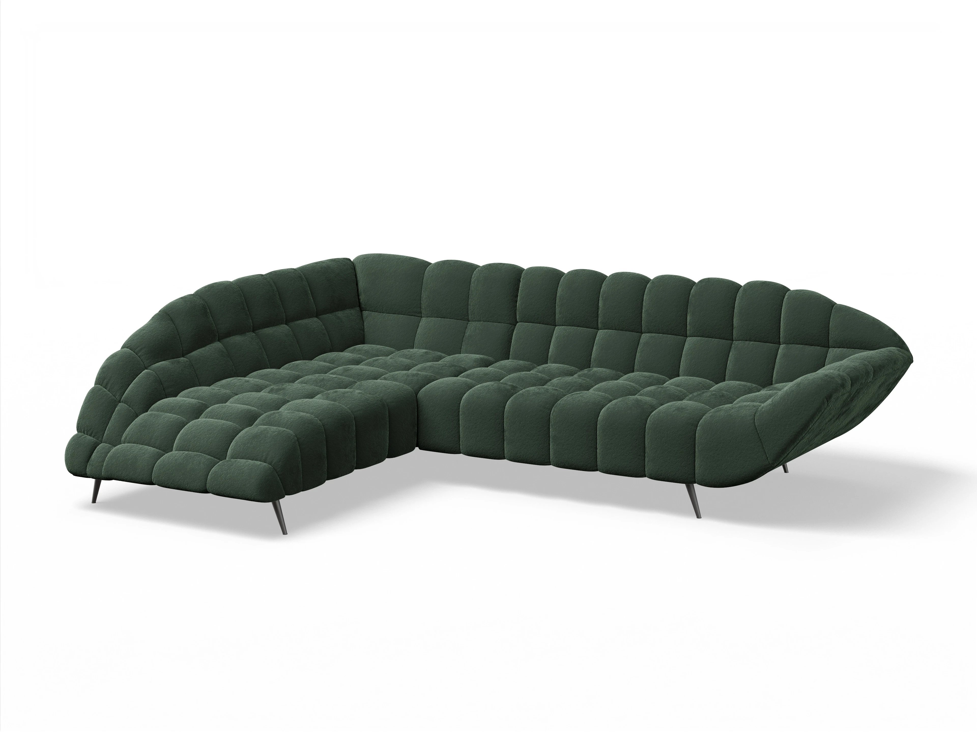 Ansicht des Produktes Girona-O Ecksofa links Abschluss offen in Stoff Grün