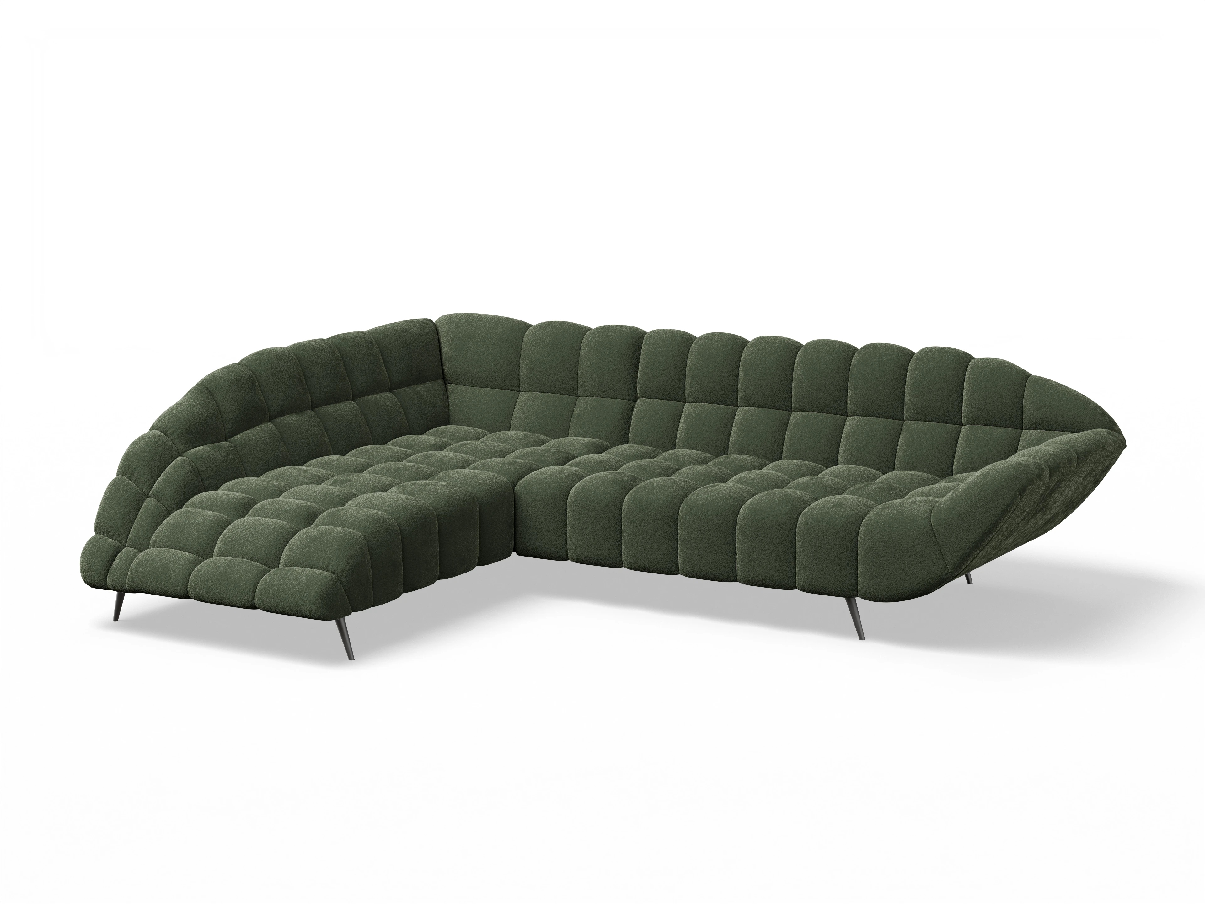 Ansicht des Produktes Girona-O Ecksofa links Abschluss offen in Stoff Grün