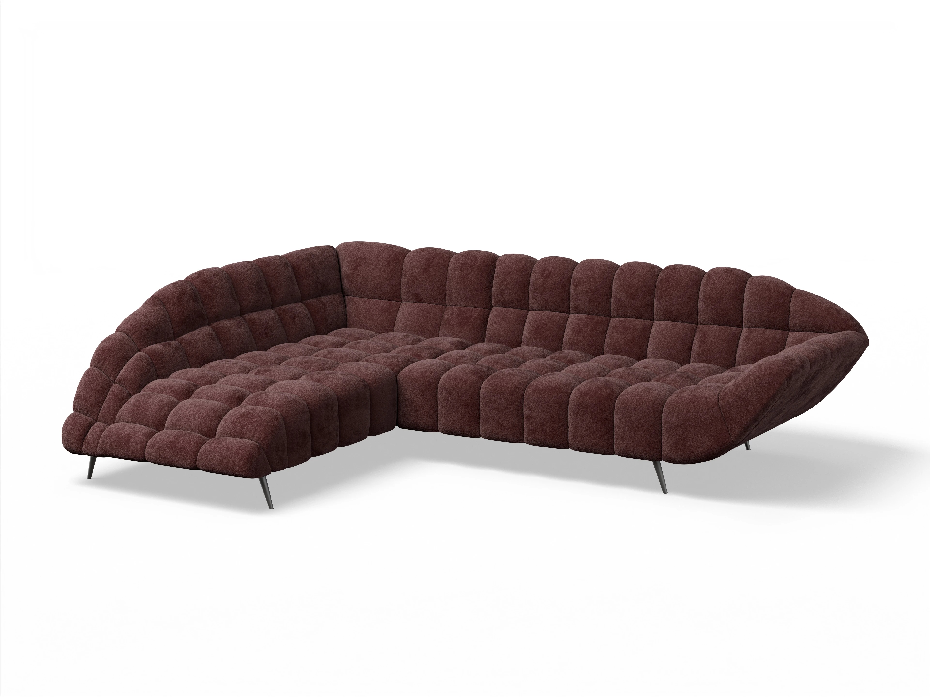 Ansicht des Produktes Girona-O Ecksofa links Abschluss offen in Stoff Rot