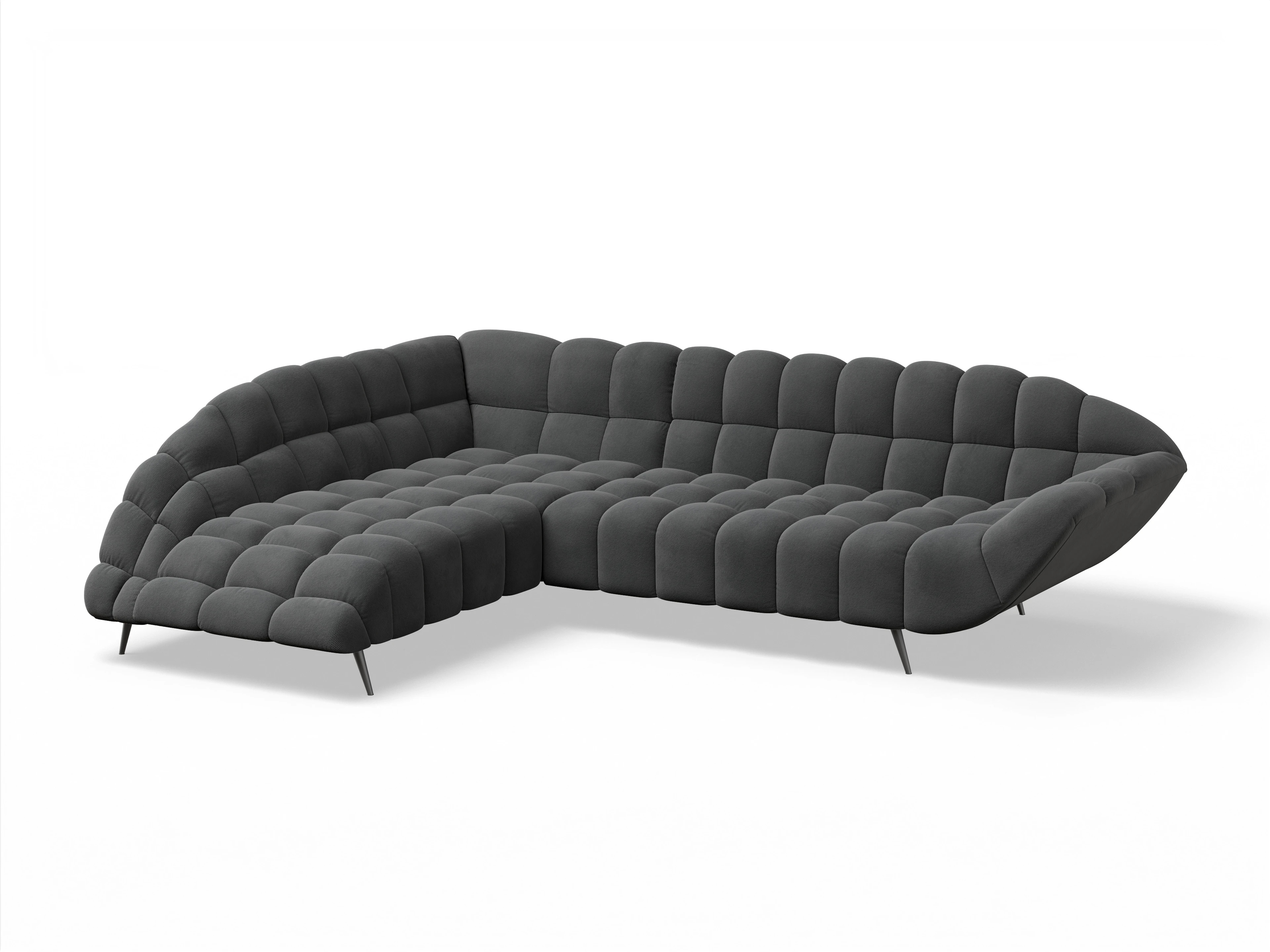 Ansicht des Produktes Girona-O Ecksofa links Abschluss offen in Stoff Grau