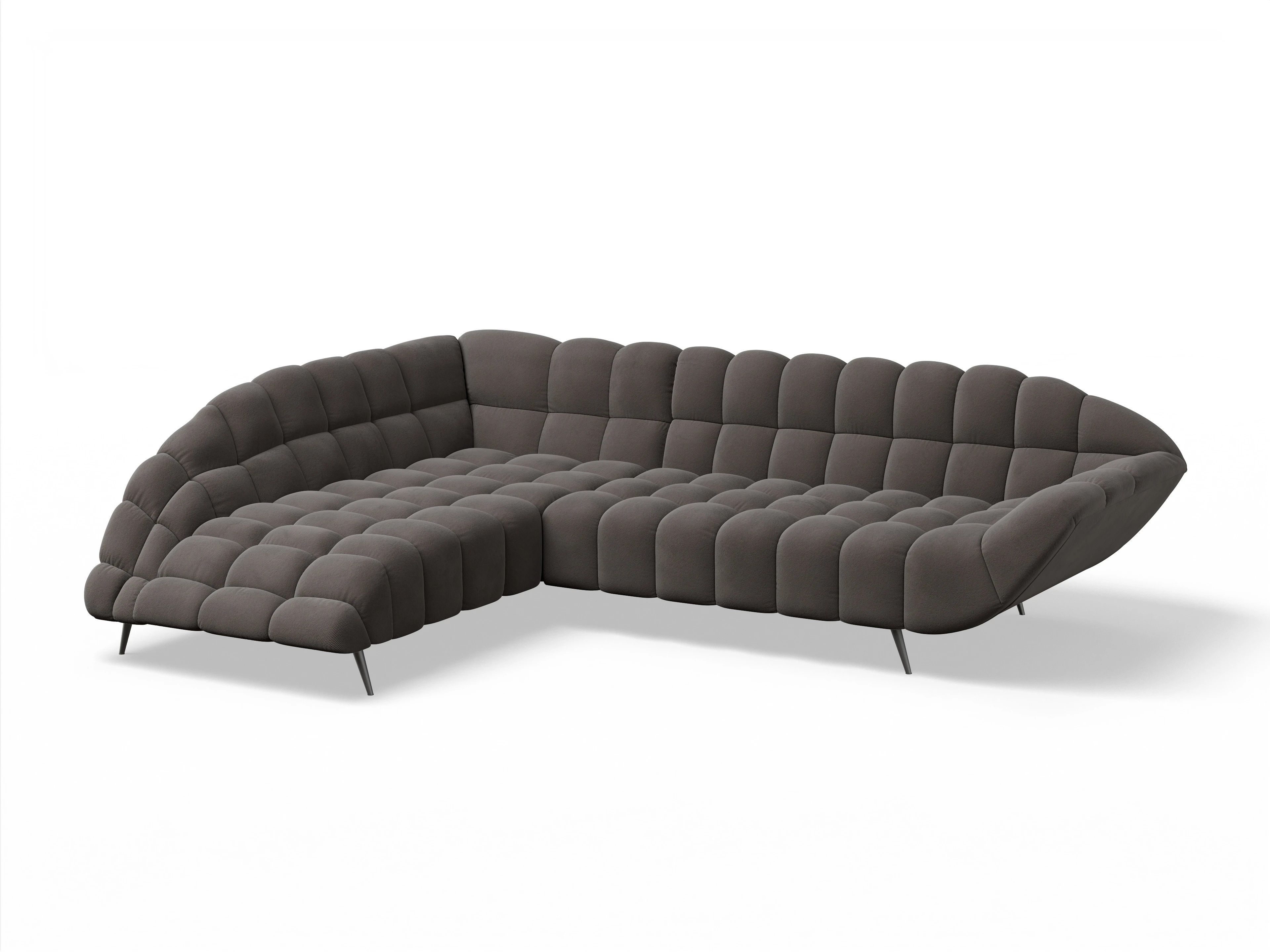 Ansicht des Produktes Girona-O Ecksofa links Abschluss offen in Stoff Braun