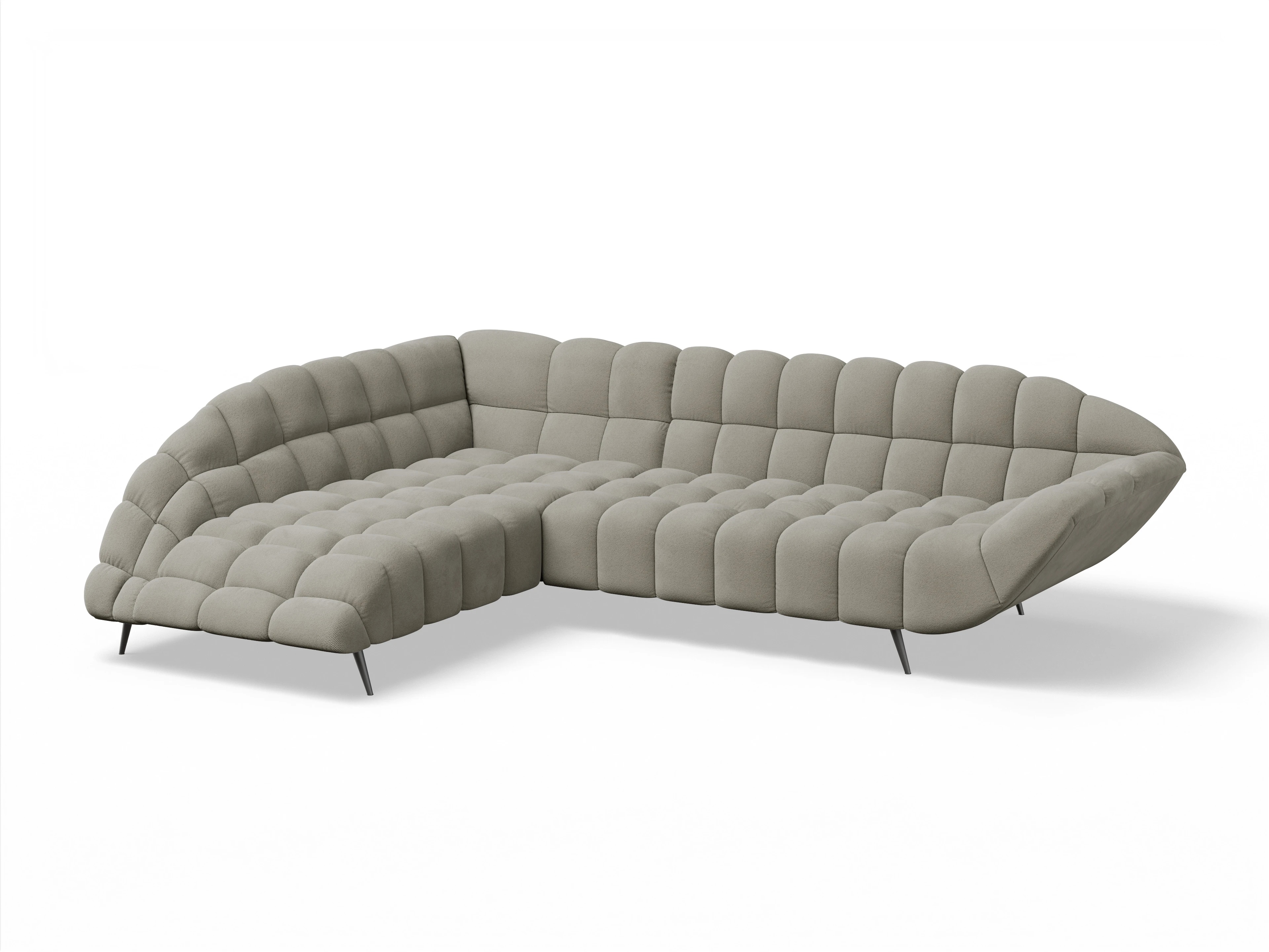 Ansicht des Produktes Girona-O Ecksofa links Abschluss offen in Stoff Braun