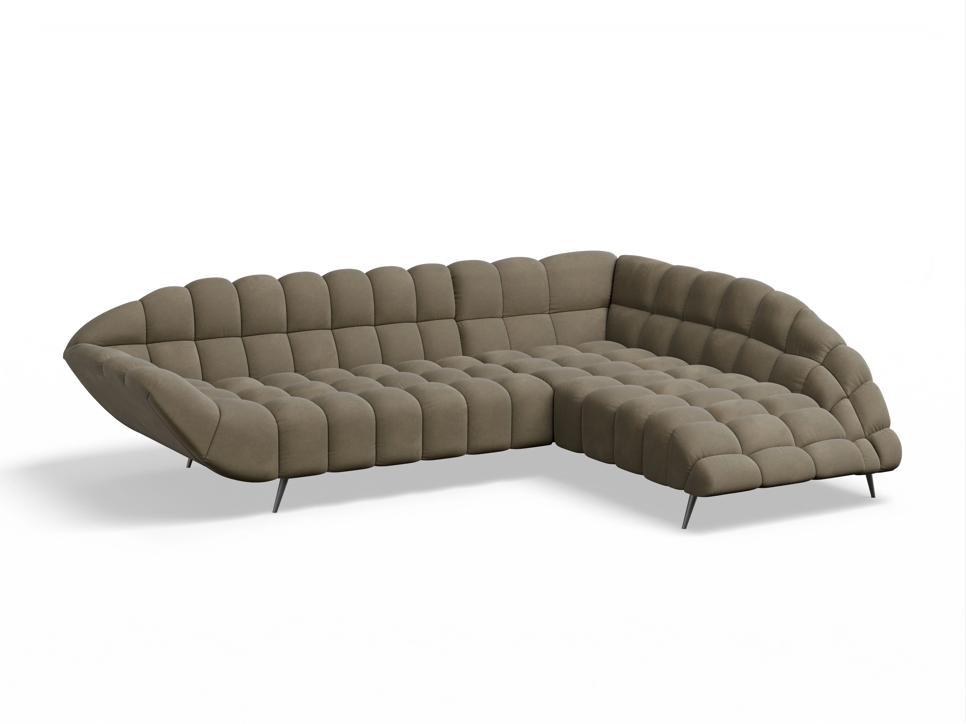 Ansicht des Produktes Girona-O Ecksofa rechts Abschluss offen in Stoff Grün