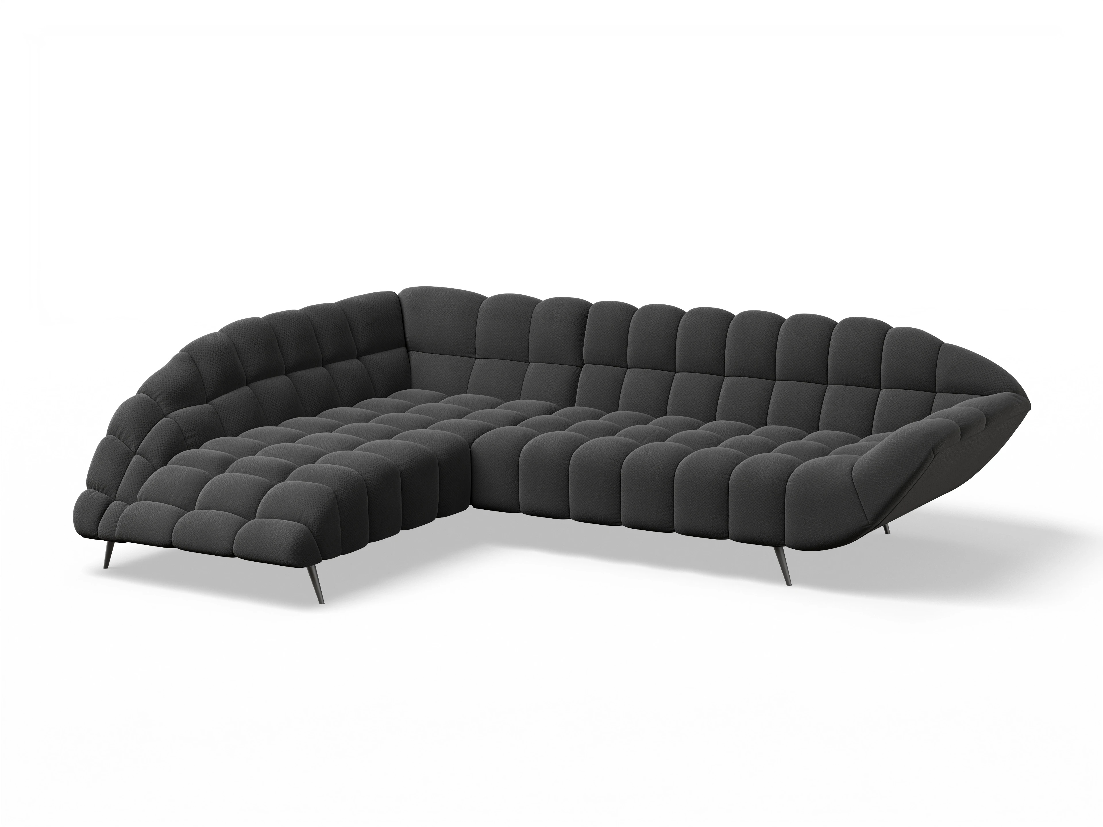 Ansicht des Produktes Girona-O Ecksofa links Abschluss offen in Stoff Schwarz