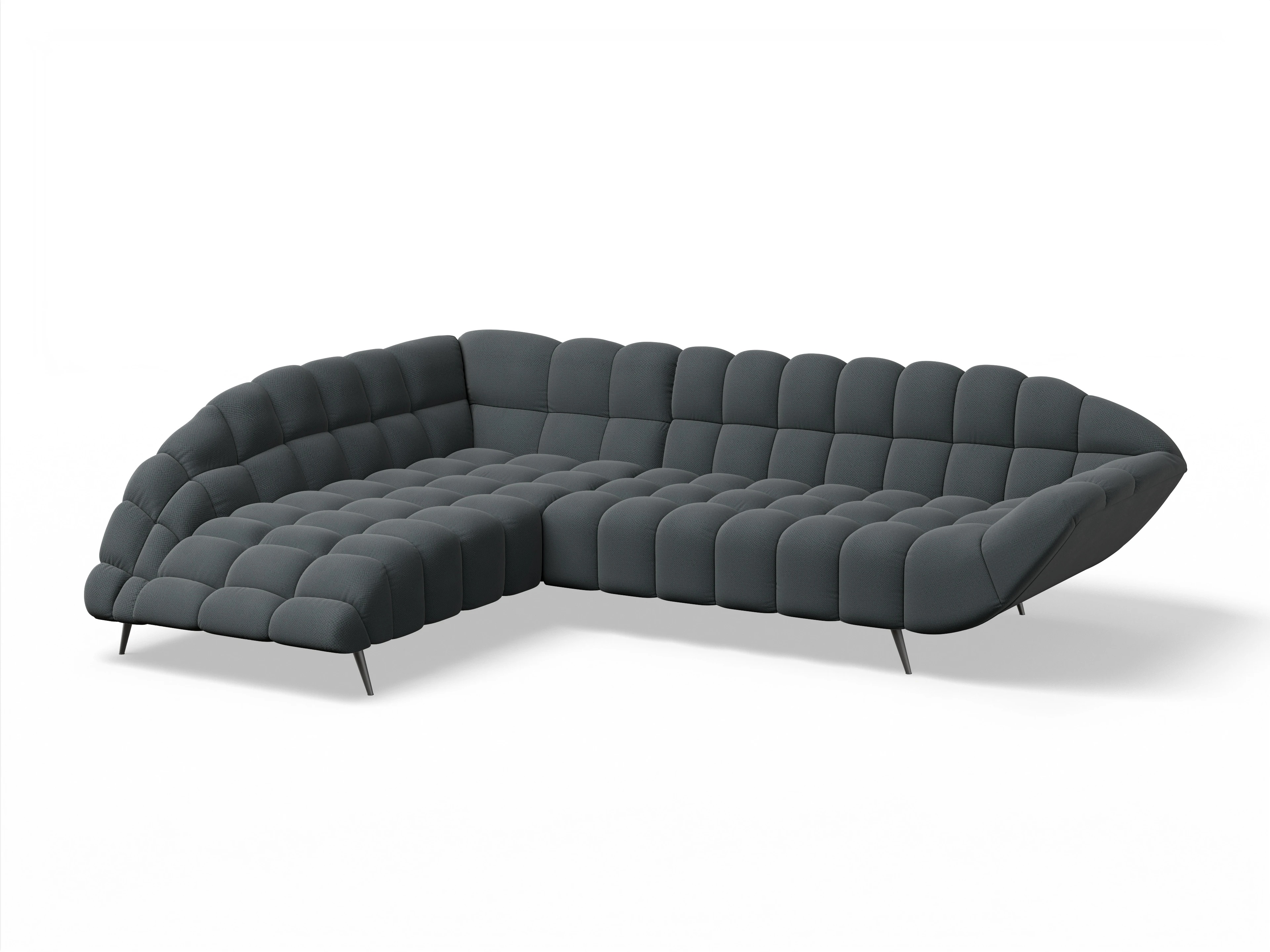 Ansicht des Produktes Girona-O Ecksofa links Abschluss offen in Stoff Grau