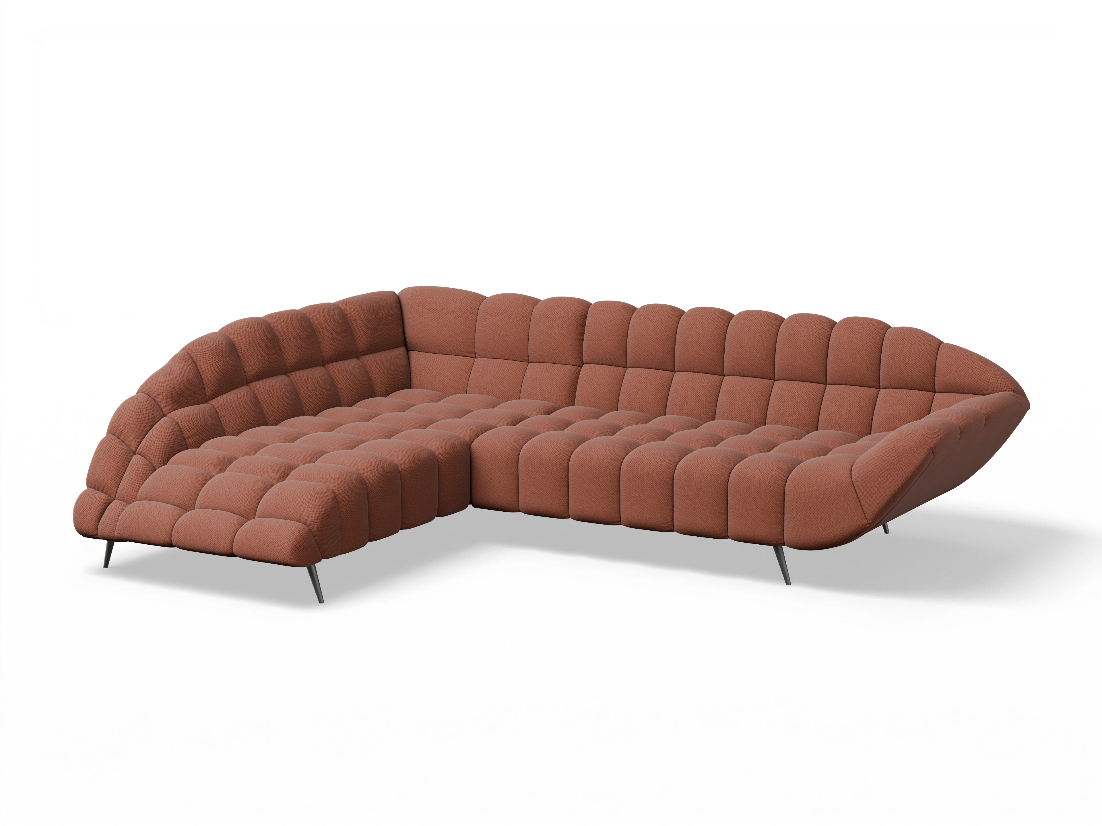 Ansicht des Produktes Girona-O Ecksofa links Abschluss offen in Stoff Braun