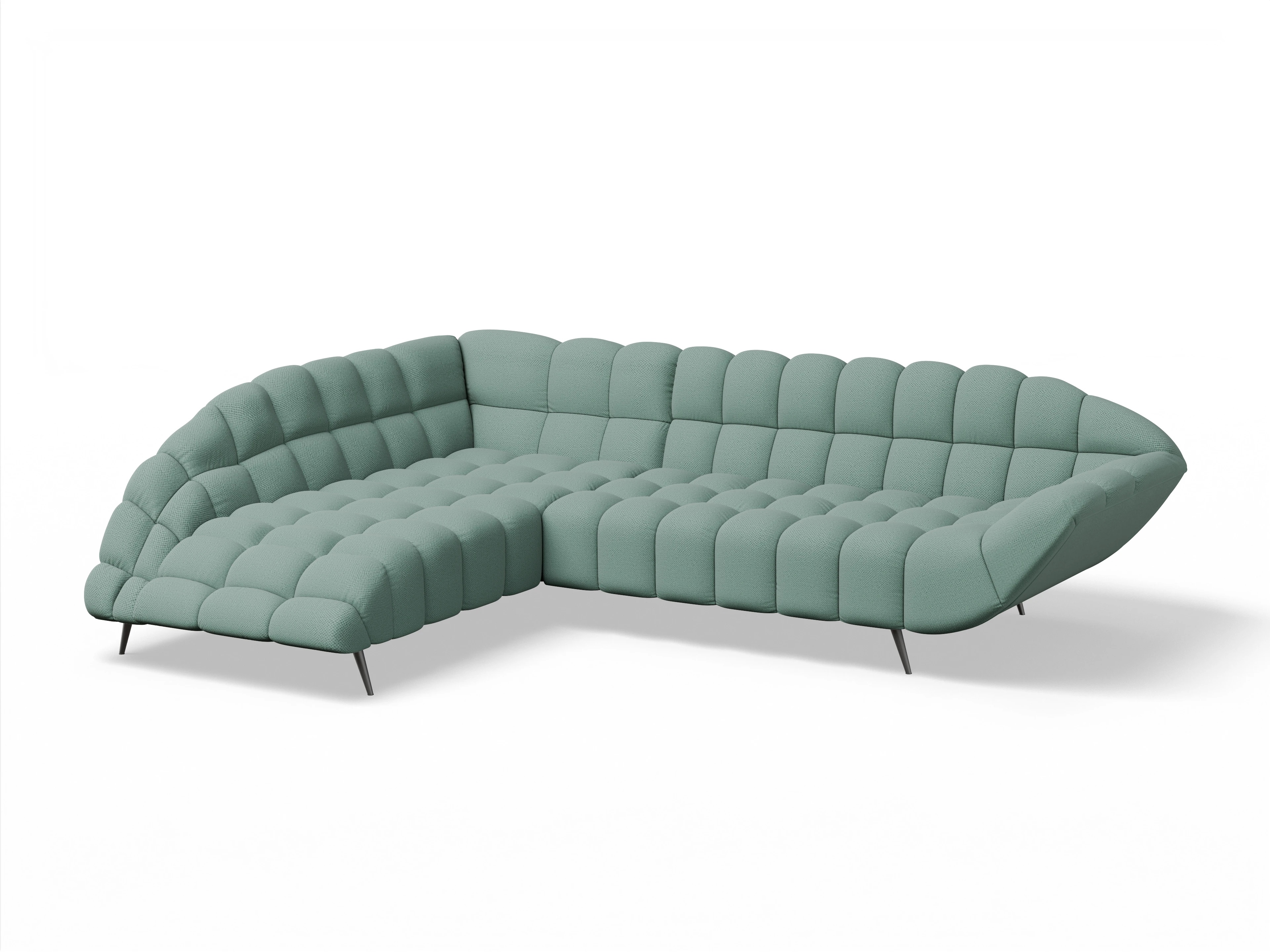 Ansicht des Produktes Girona-O Ecksofa links Abschluss offen in Stoff Blau