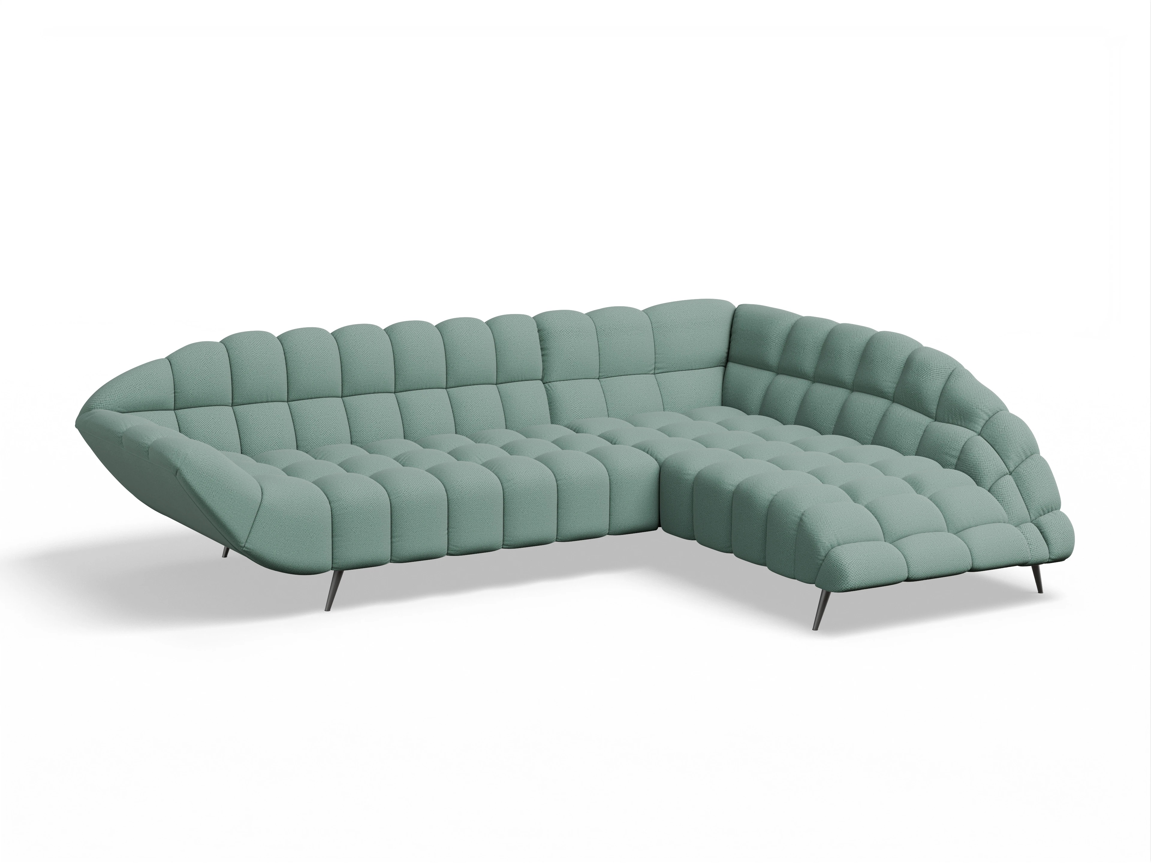 Ansicht des Produktes Girona-O Ecksofa rechts Abschluss offen in Stoff Blau