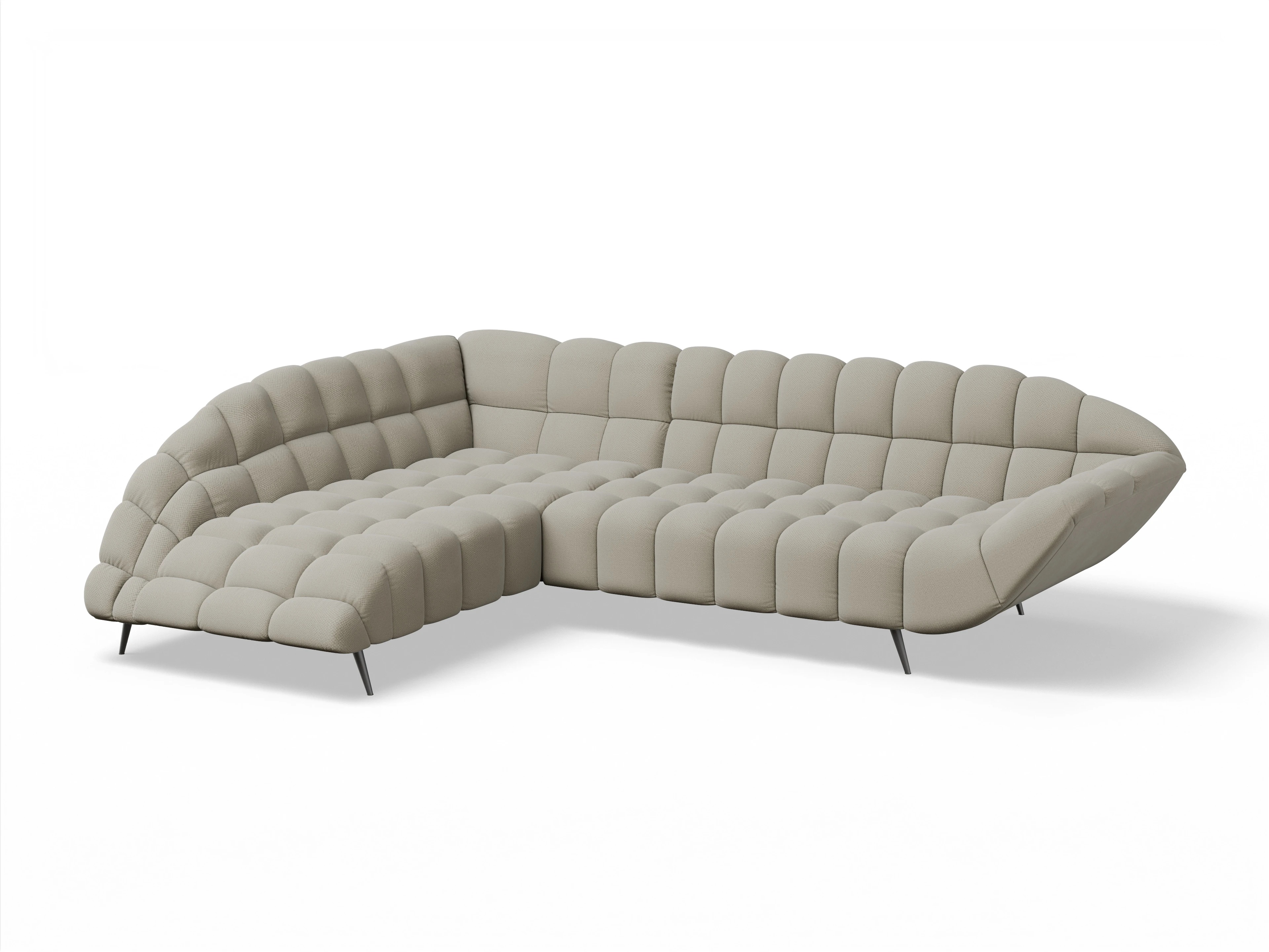 Ansicht des Produktes Girona-O Ecksofa links Abschluss offen in Stoff Braun