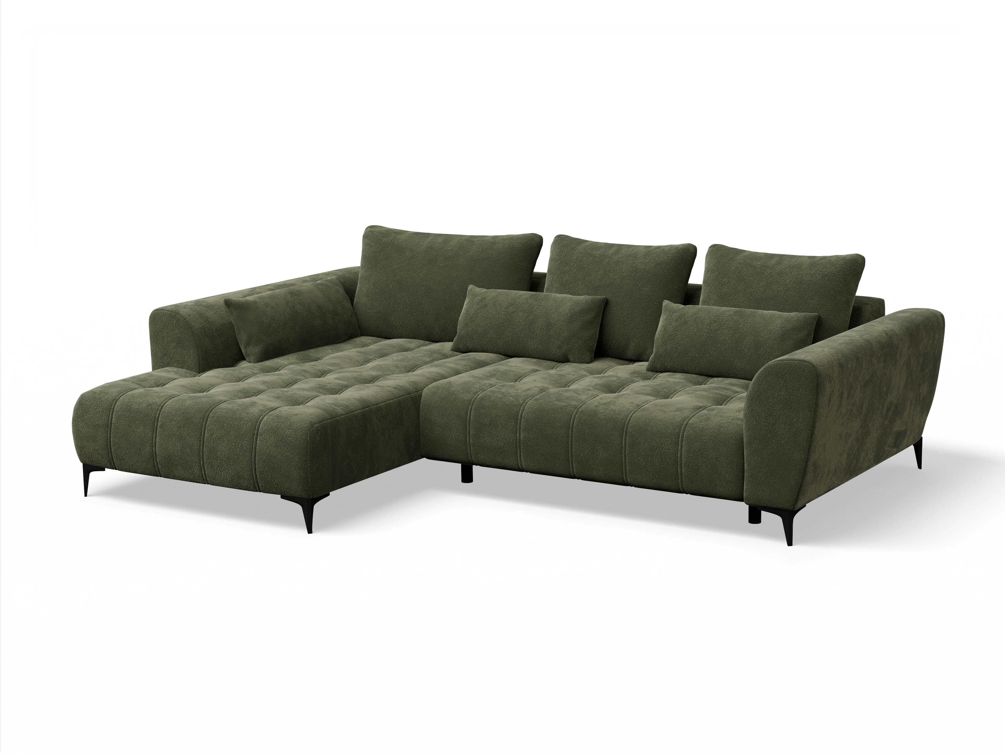 Granada OT Small L Ansicht des Produktes Granada-O Ecksofa links Abschluss offen in Stoff Grün