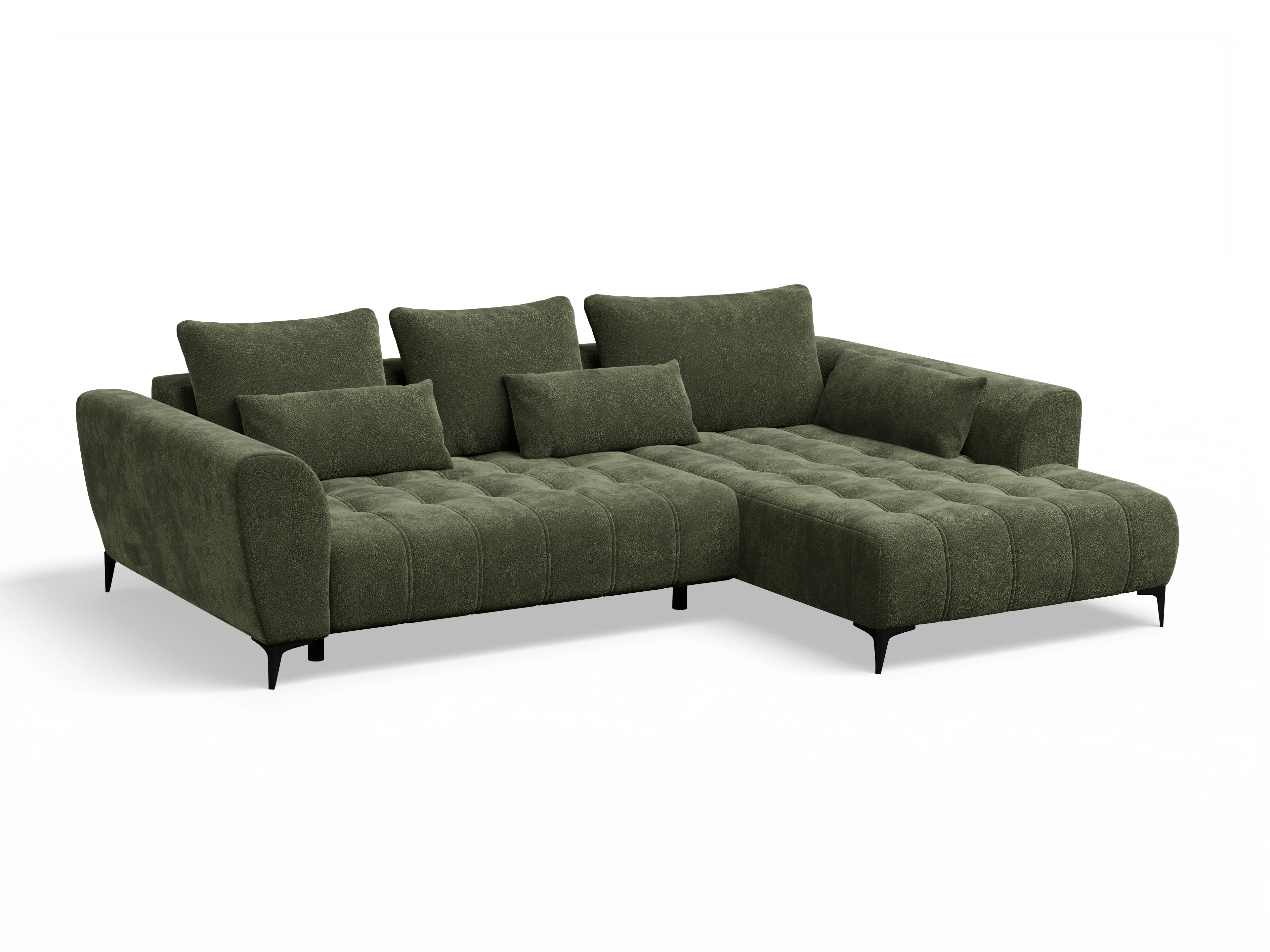 Ansicht des Produktes Granada-O Ecksofa rechts Abschluss offen in Stoff Grün