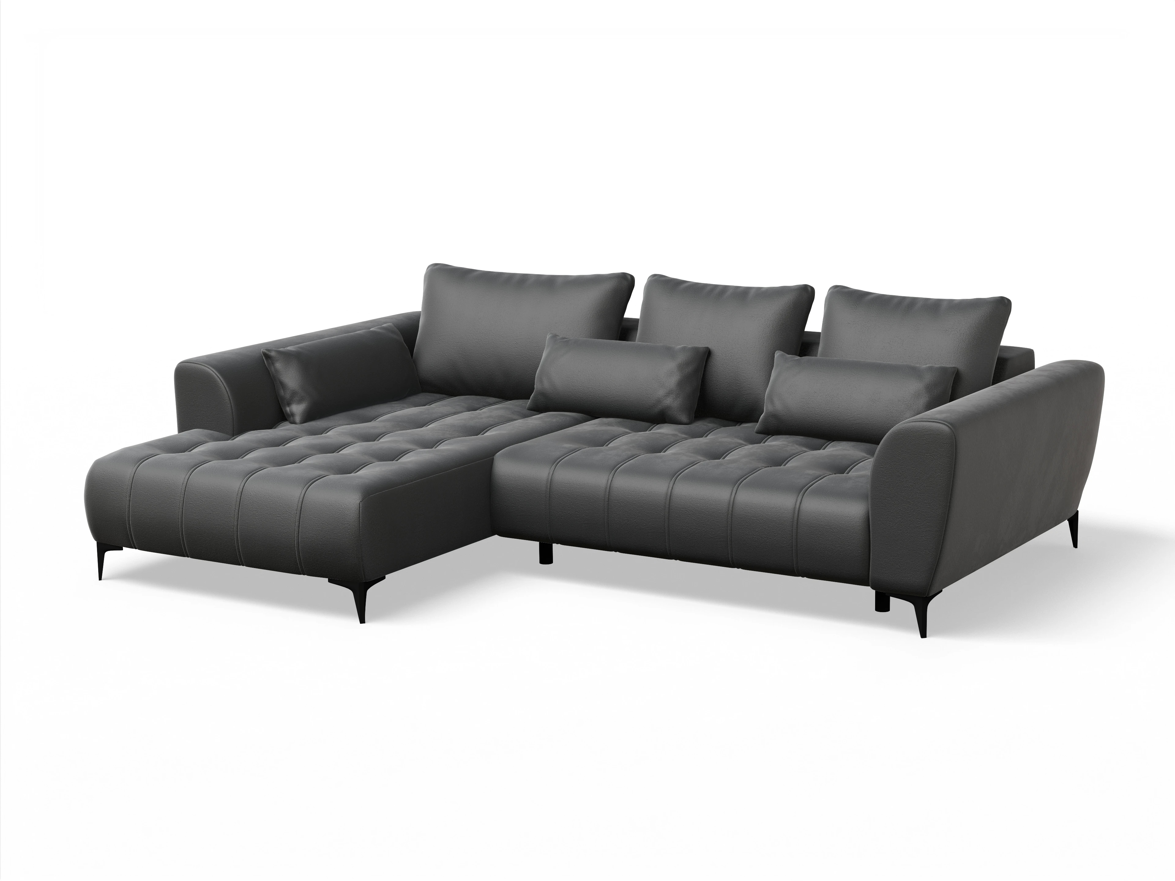 Ansicht des Produktes Granada-O Ecksofa links Abschluss offen in Stoff Grau