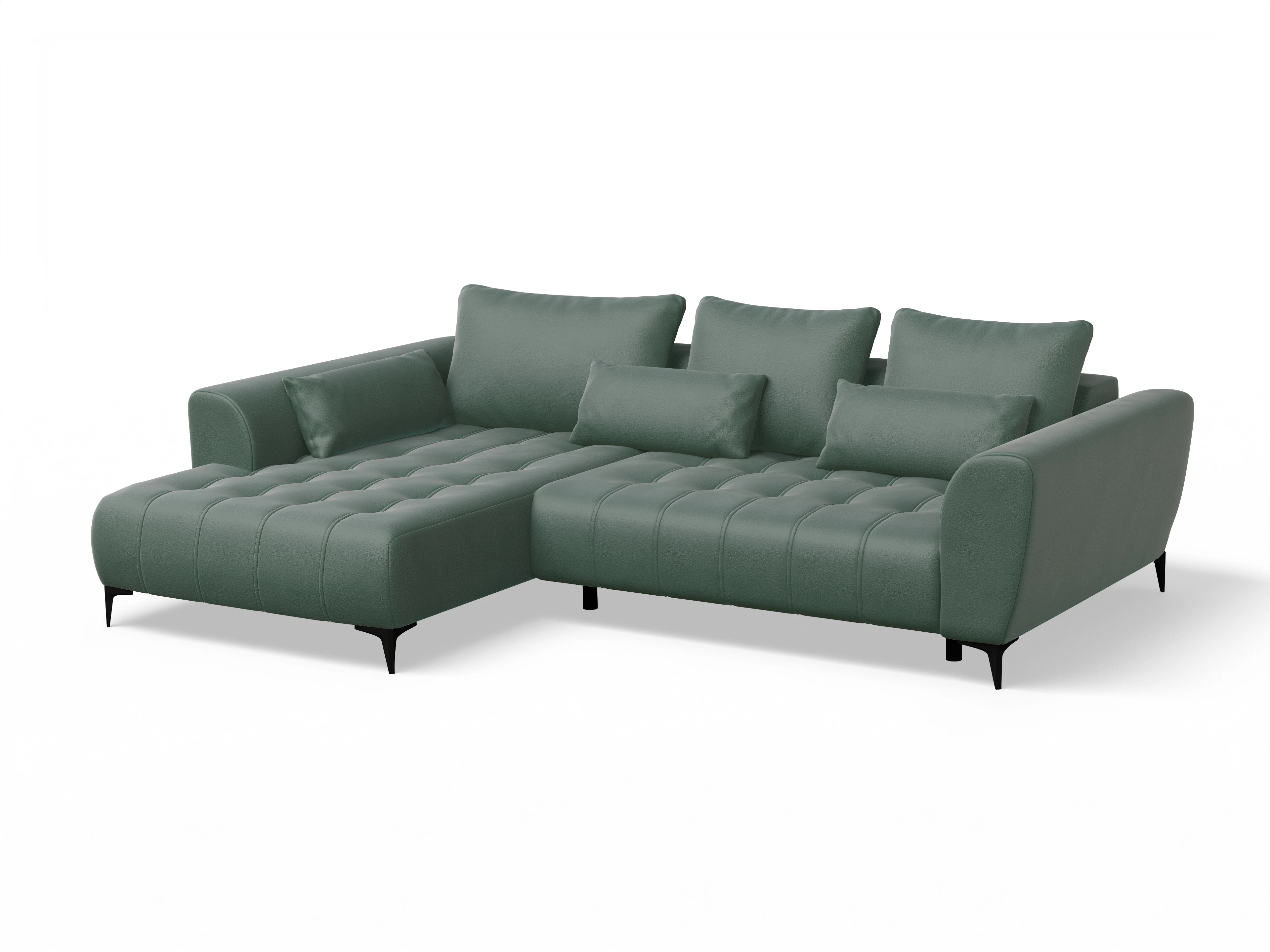 Granada OT Small L Ansicht des Produktes Granada-O Ecksofa links Abschluss offen in Stoff Grün