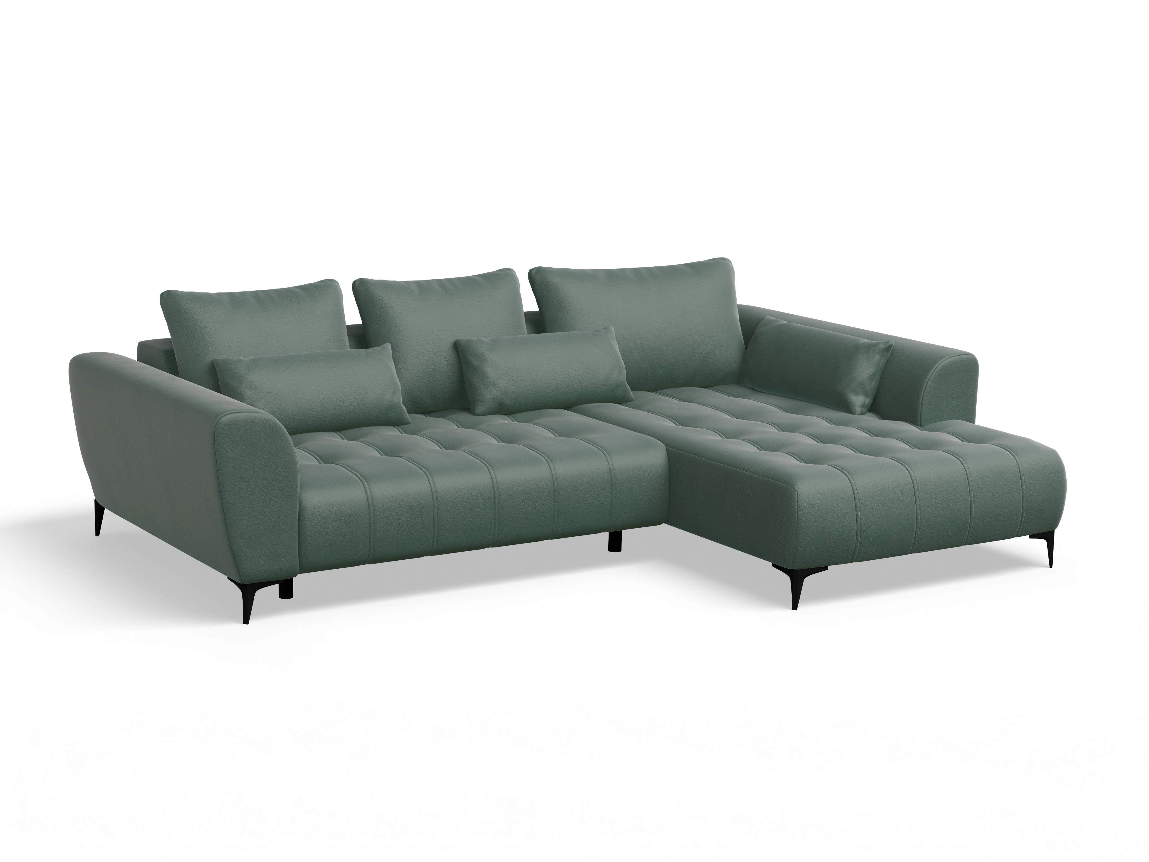 Ansicht des Produktes Granada-O Ecksofa rechts Abschluss offen in Stoff Grün