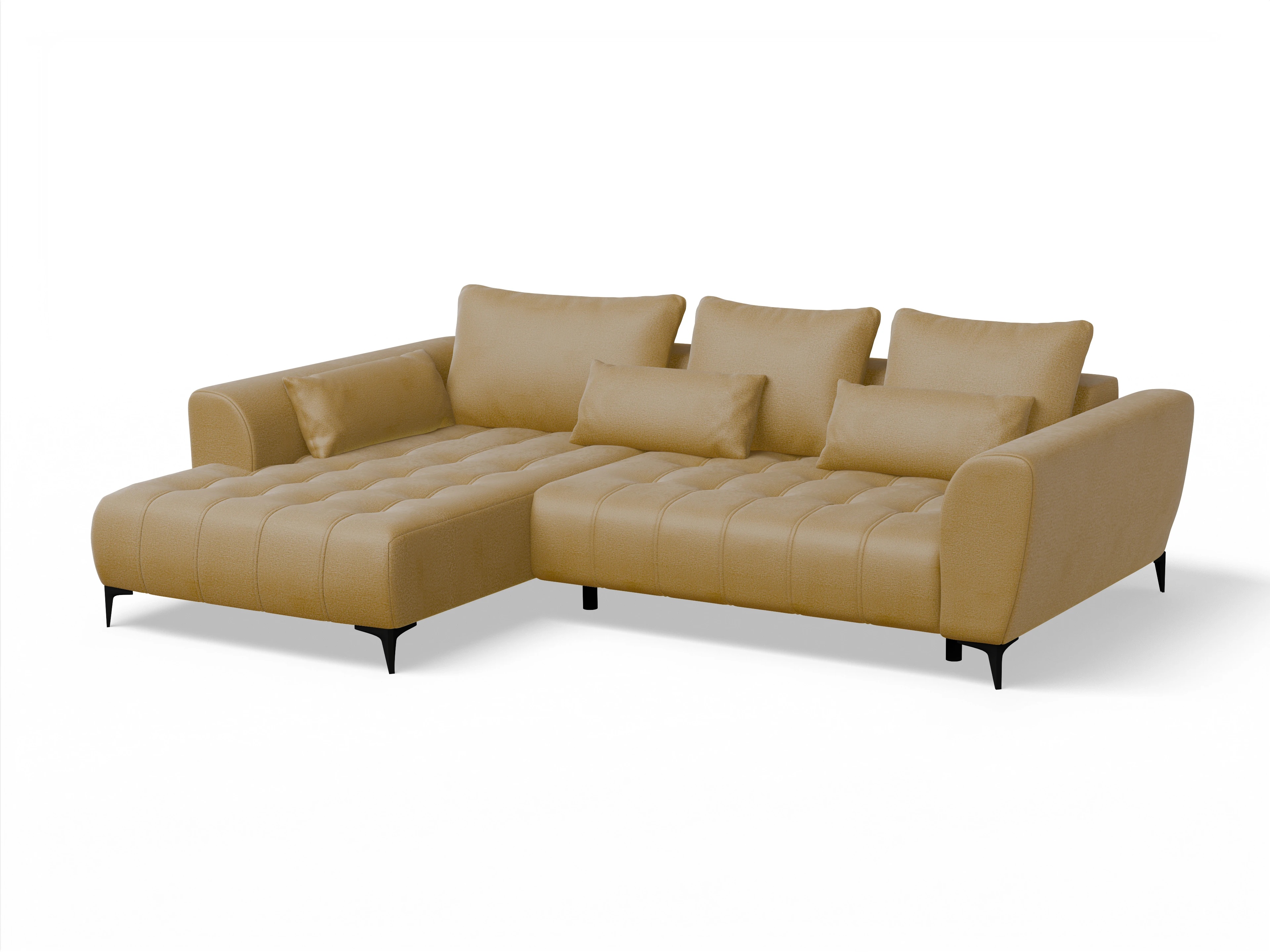 Granada OT Small L Ansicht des Produktes Granada-O Ecksofa links Abschluss offen in Stoff Gelb