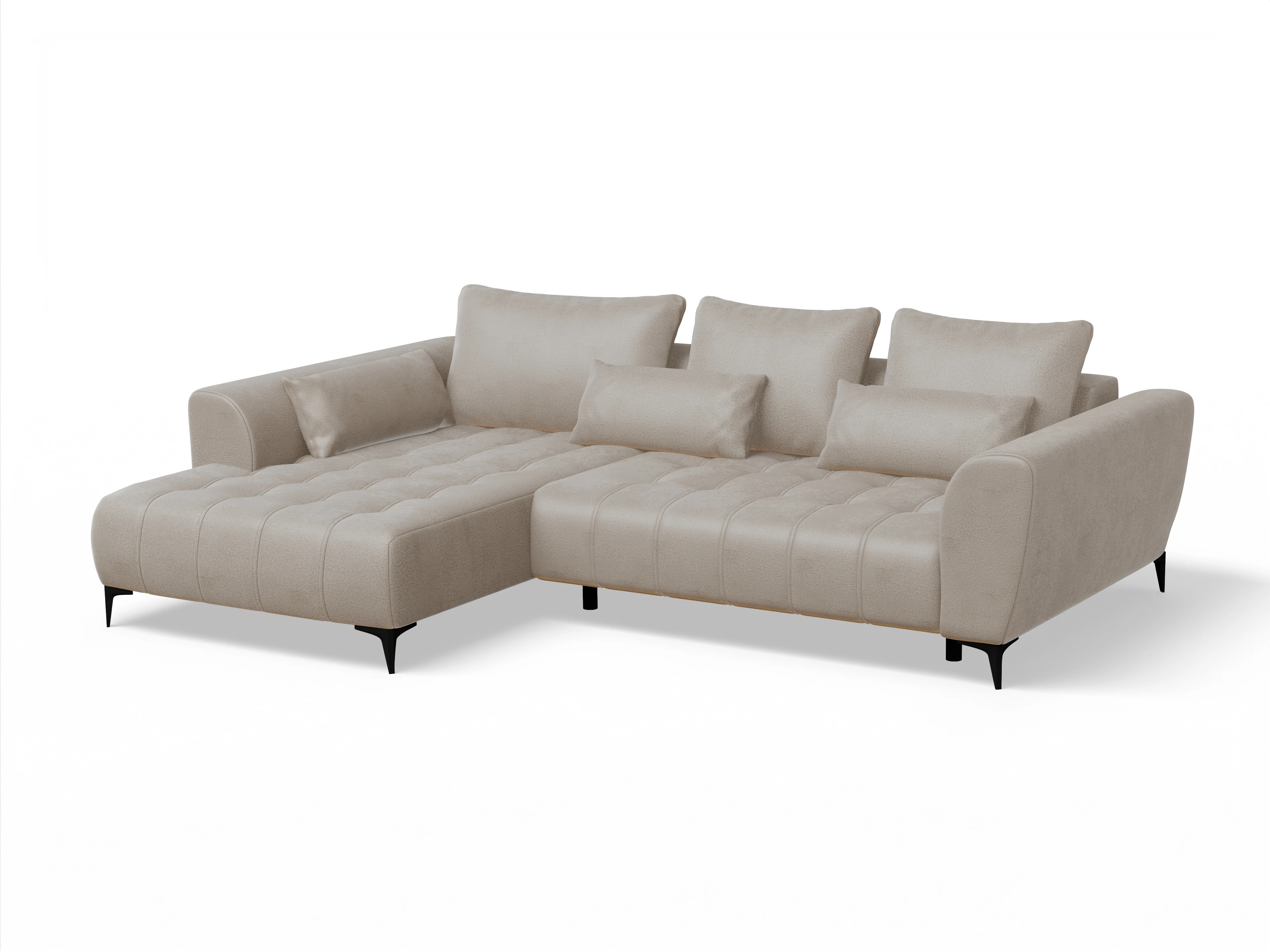 Ansicht des Produktes Granada-O Ecksofa links Abschluss offen in Stoff Beige