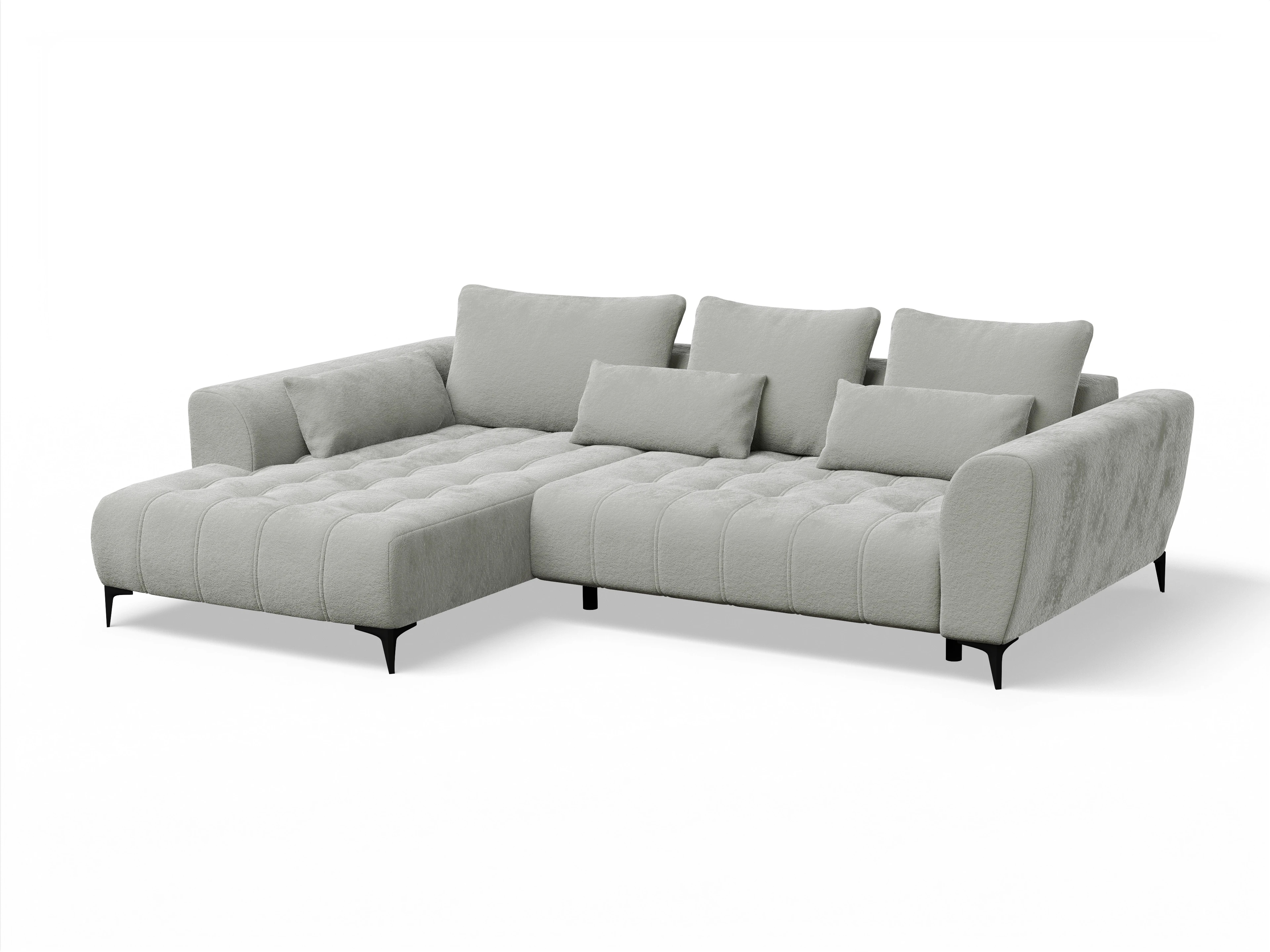Ansicht des Produktes Granada-O Ecksofa links Abschluss offen in Stoff Grau