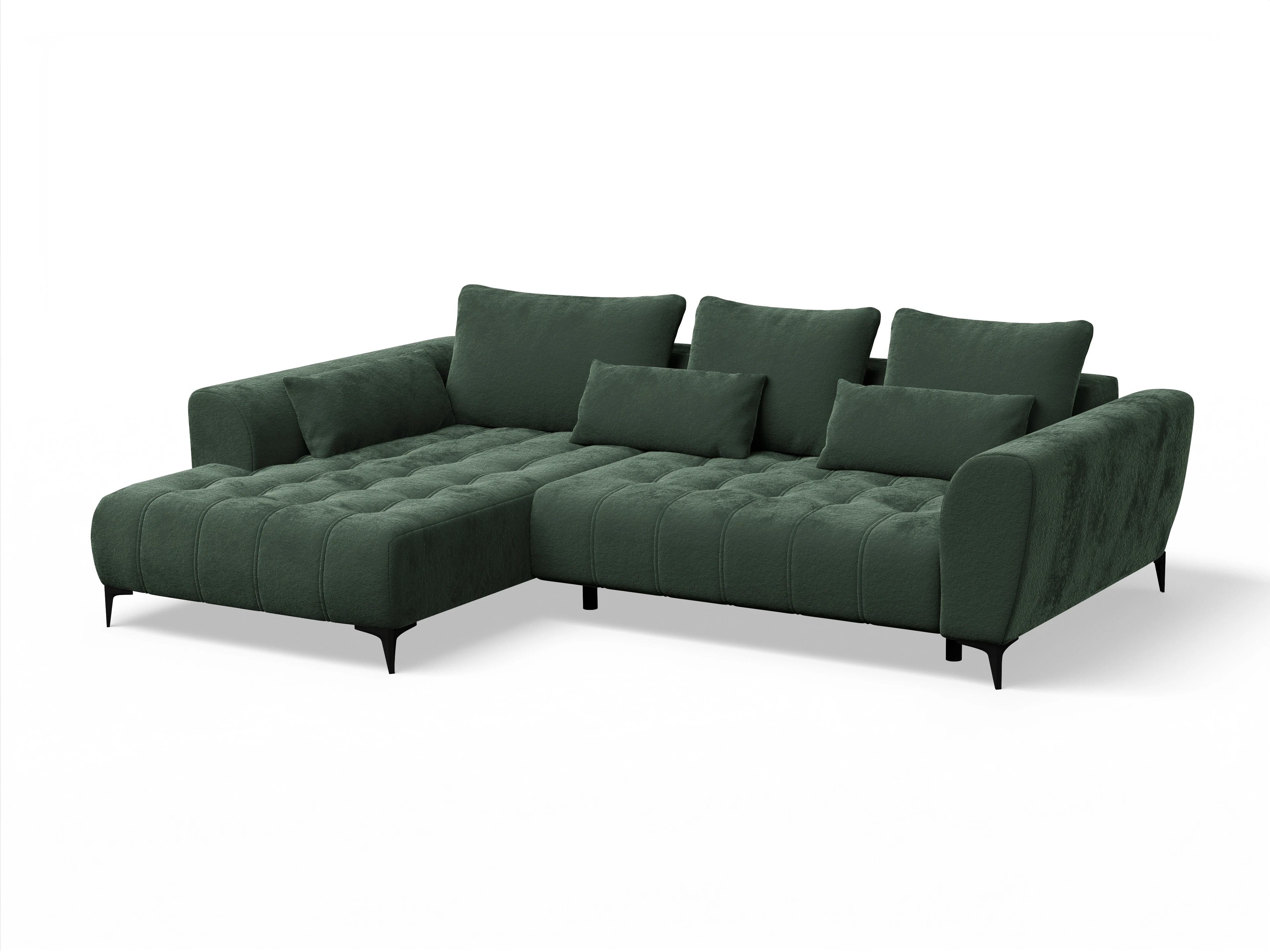 Granada OT Small L Ansicht des Produktes Granada-O Ecksofa links Abschluss offen in Stoff Grün
