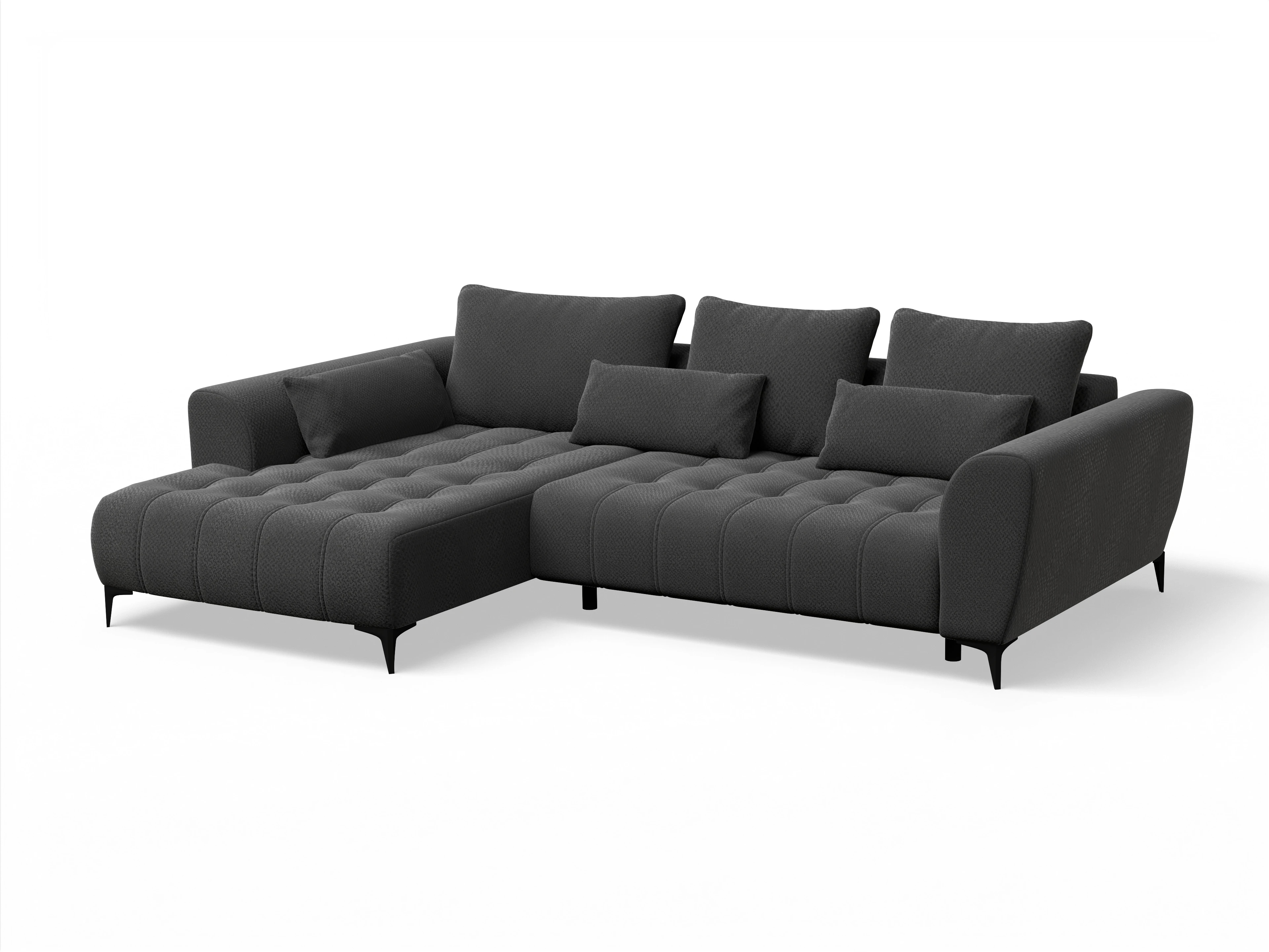 Ansicht des Produktes Granada-O Ecksofa links Abschluss offen in Stoff Schwarz